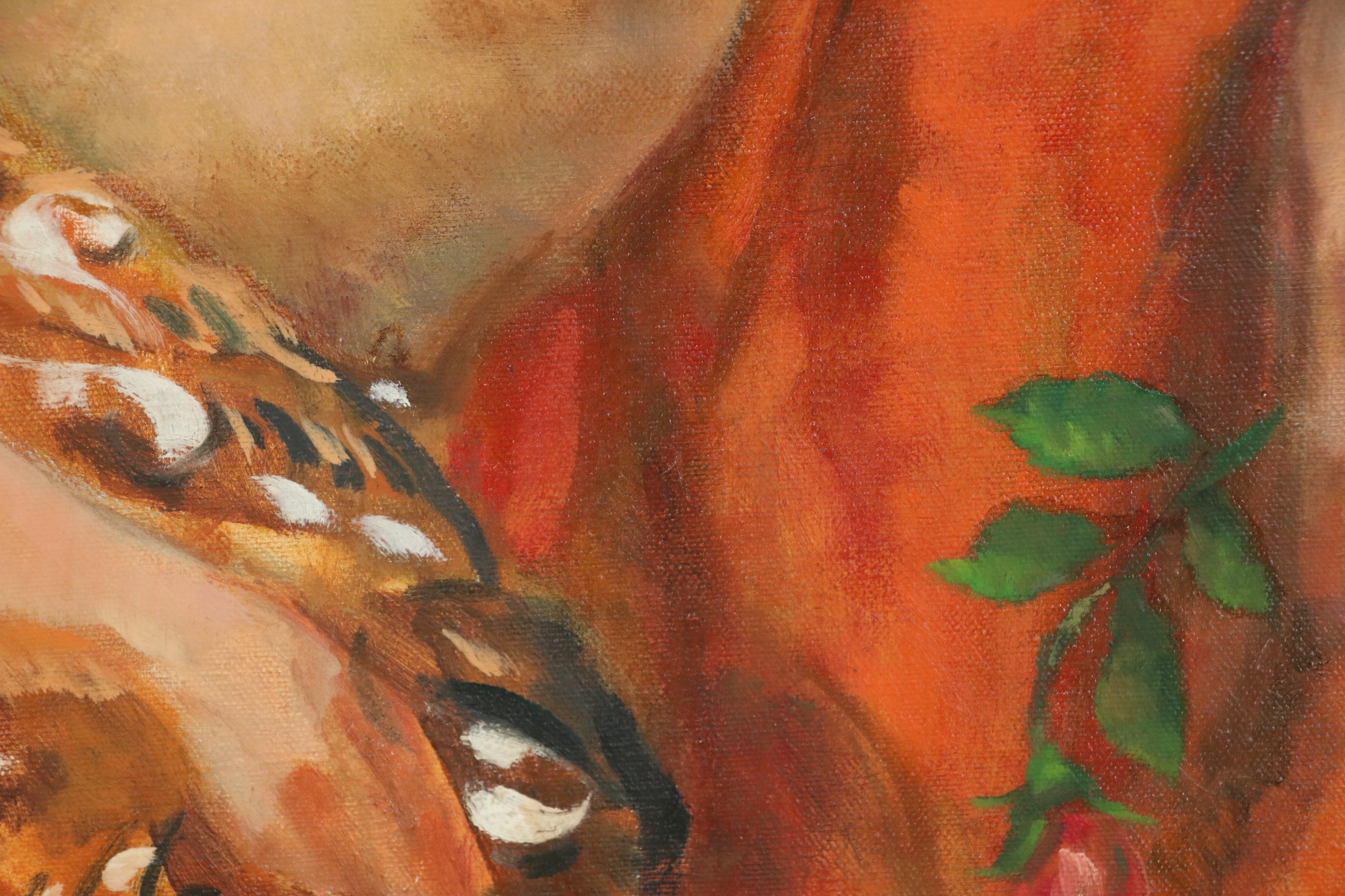 Jacques Zuccaire Figural Portrait Oil Painting, Mid to Late 20th Century