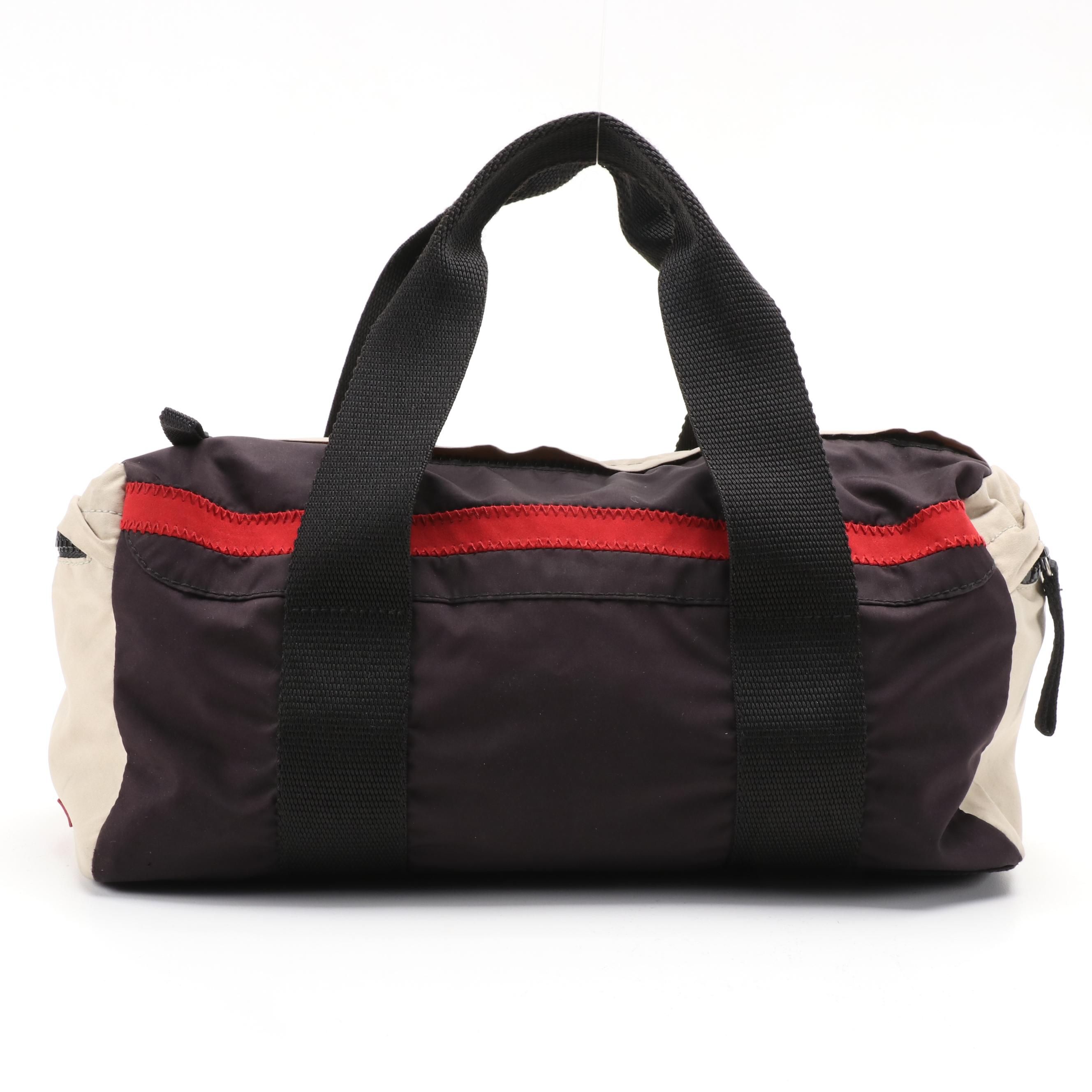 Prada Sport Nylon Color Block Duffel Handbag