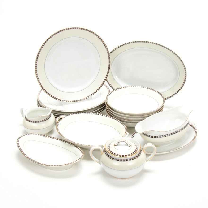 Noritake "Lafayette" Porcelain Dinnerware and Serveware, 20th C.