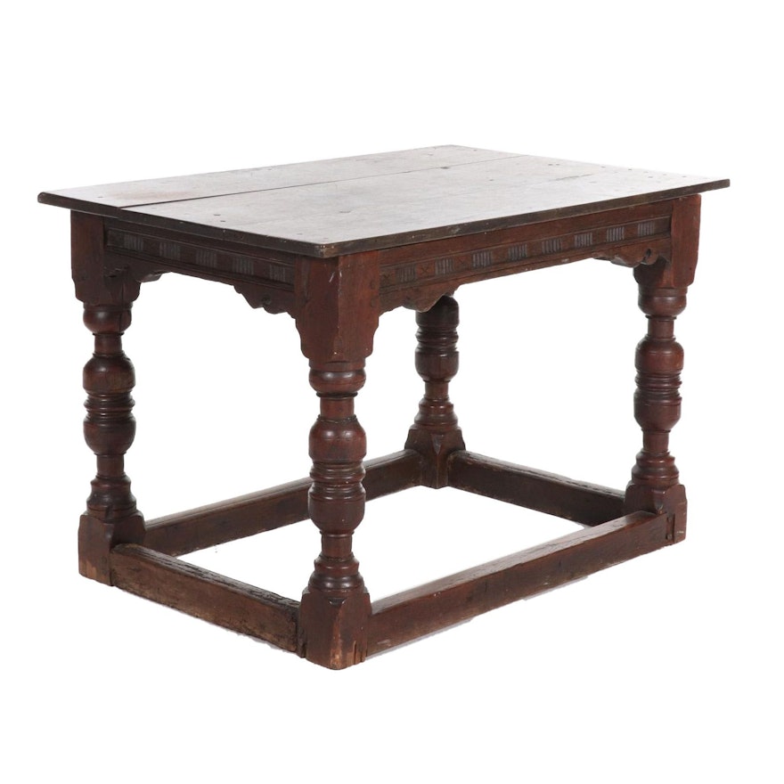 Jacobean Style Joined Oak Table, 19th Century