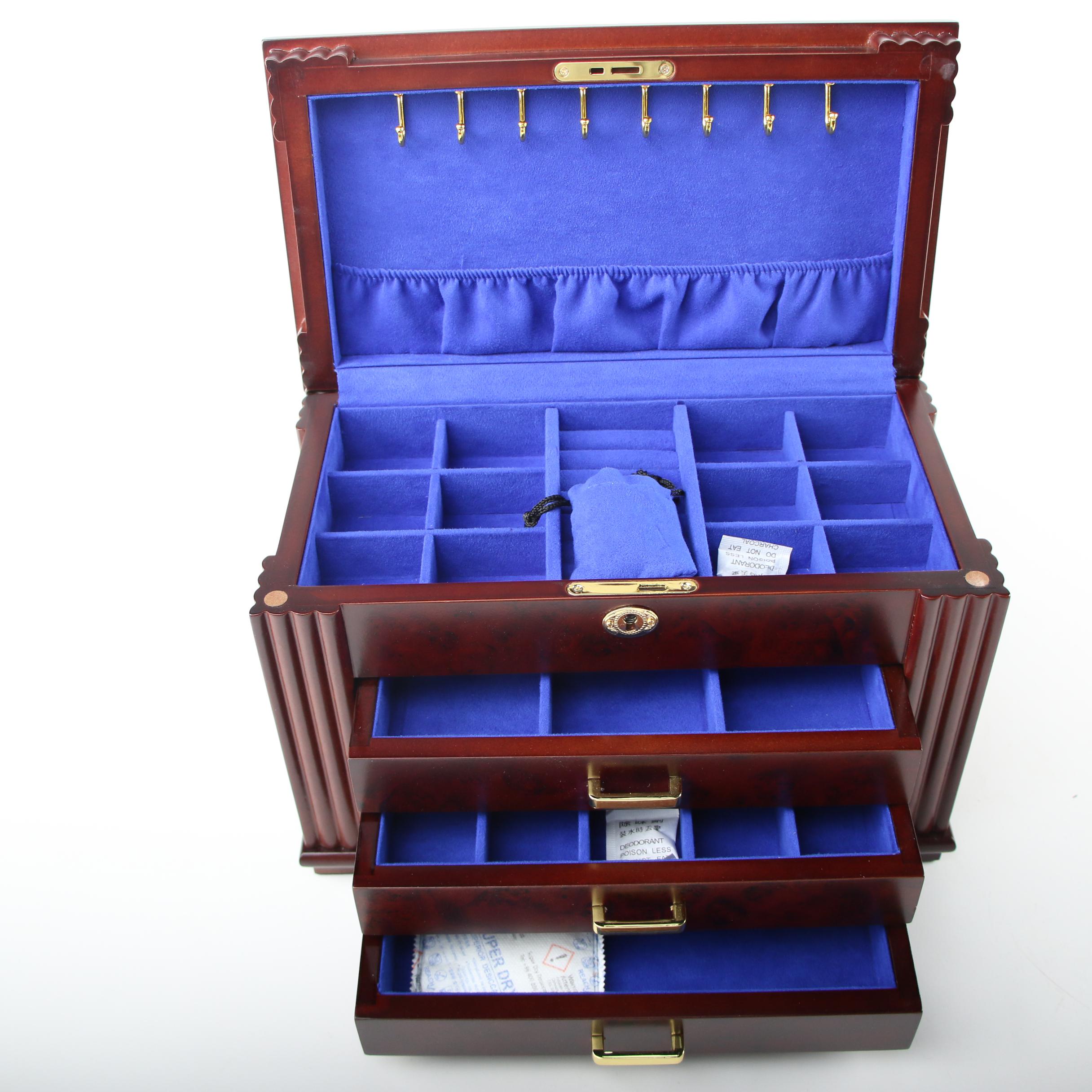 Luxury Giftware by Jere Locking Wooden Jewelry Chest with High Gloss Finish