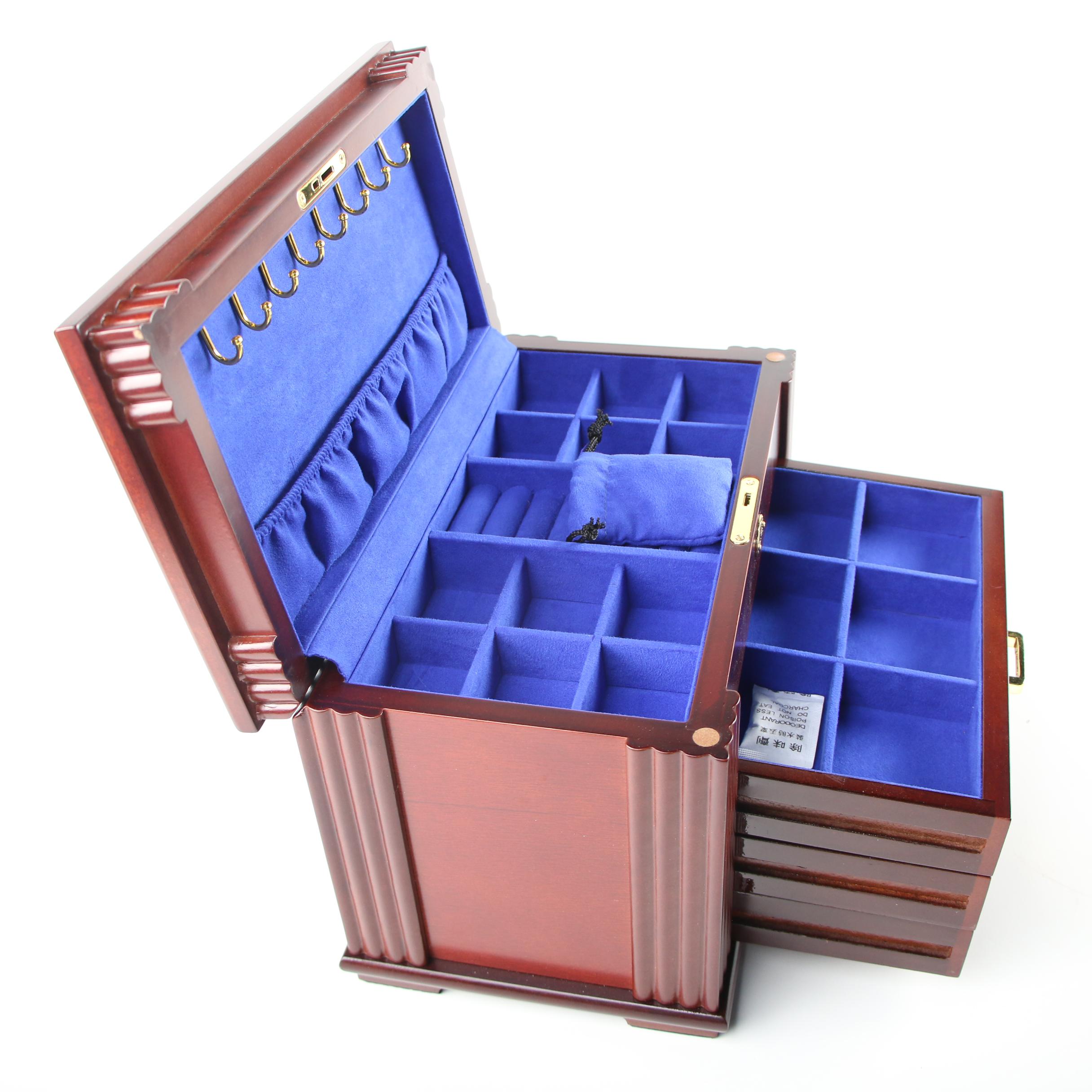 Luxury Giftware by Jere Locking Wooden Jewelry Chest with High Gloss Finish