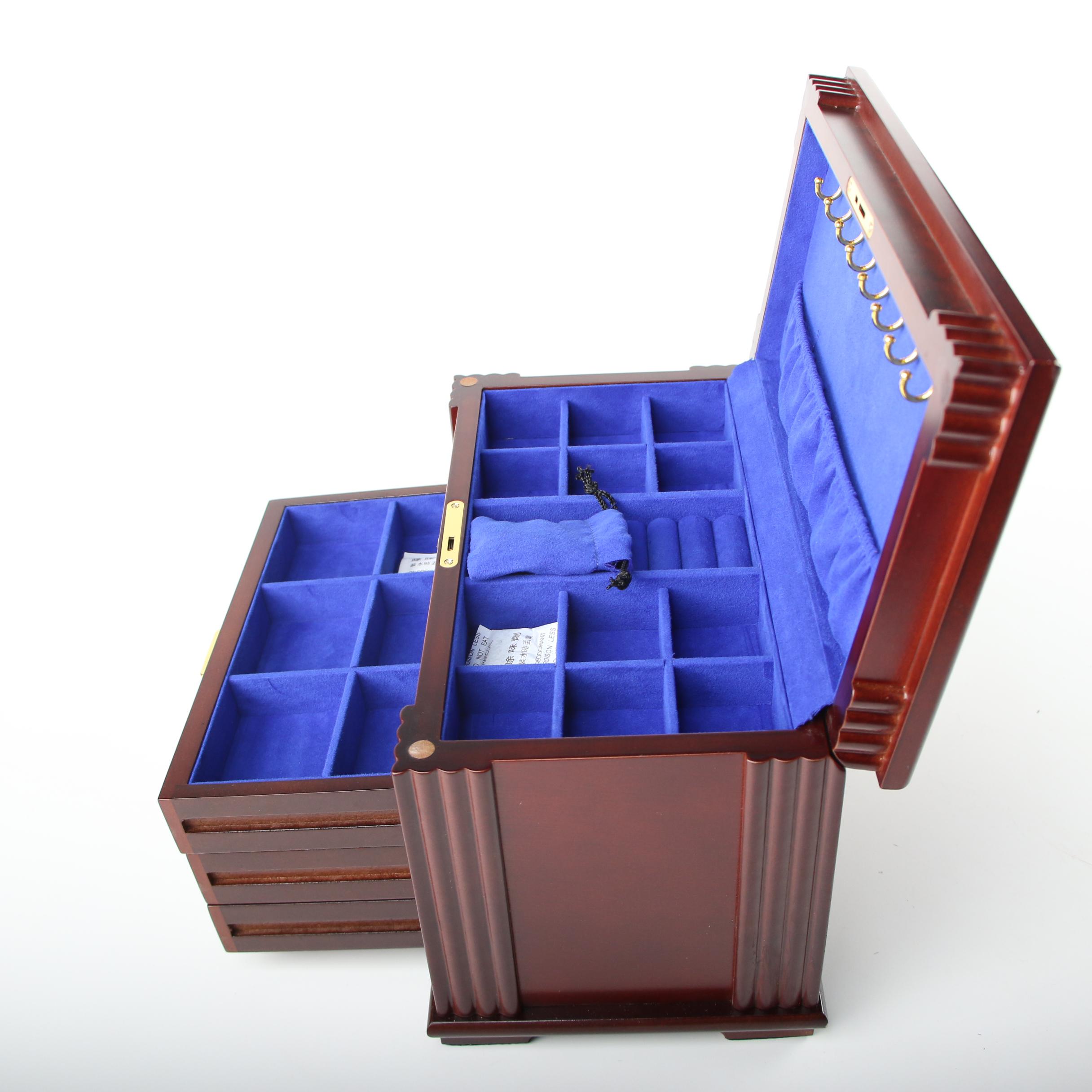 Luxury Giftware by Jere Locking Wooden Jewelry Chest with High Gloss Finish