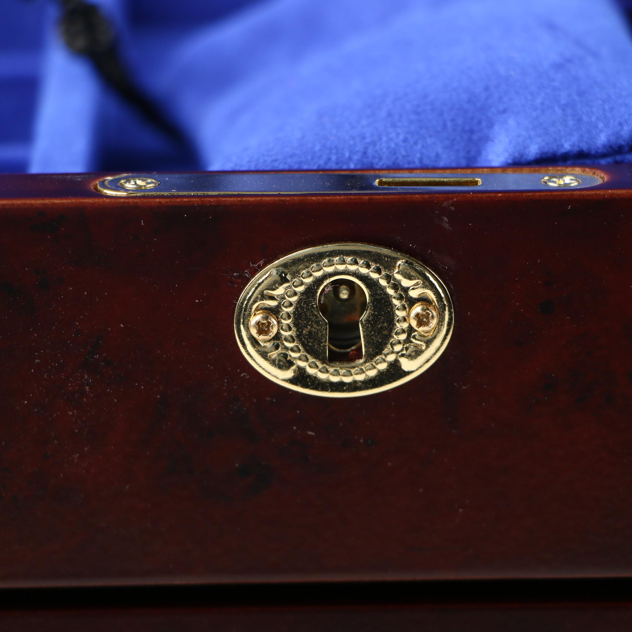 Luxury Giftware by Jere Locking Wooden Jewelry Chest with High Gloss Finish