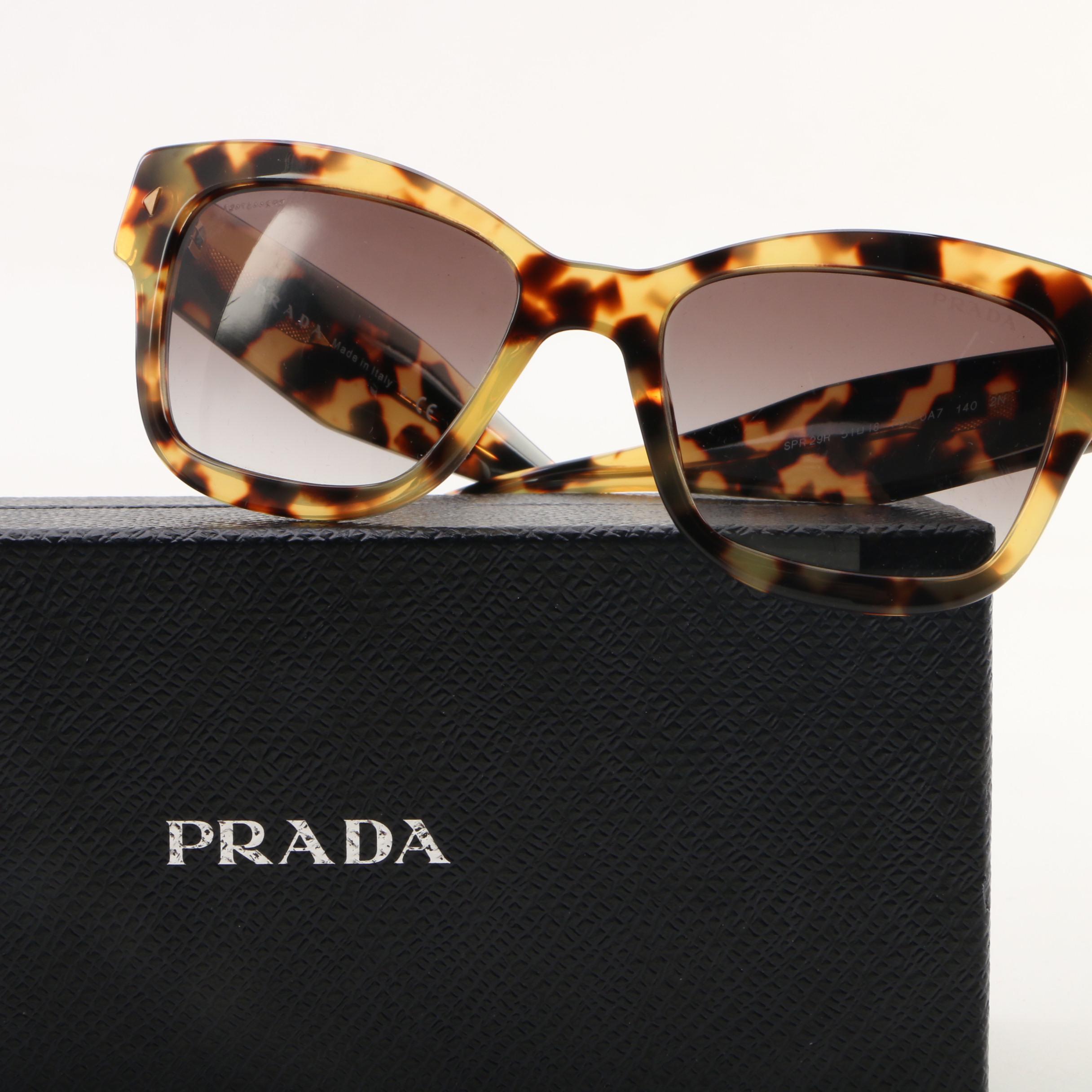 Prada Conceptual Butterfly Havana Sunglasses with Case and Box