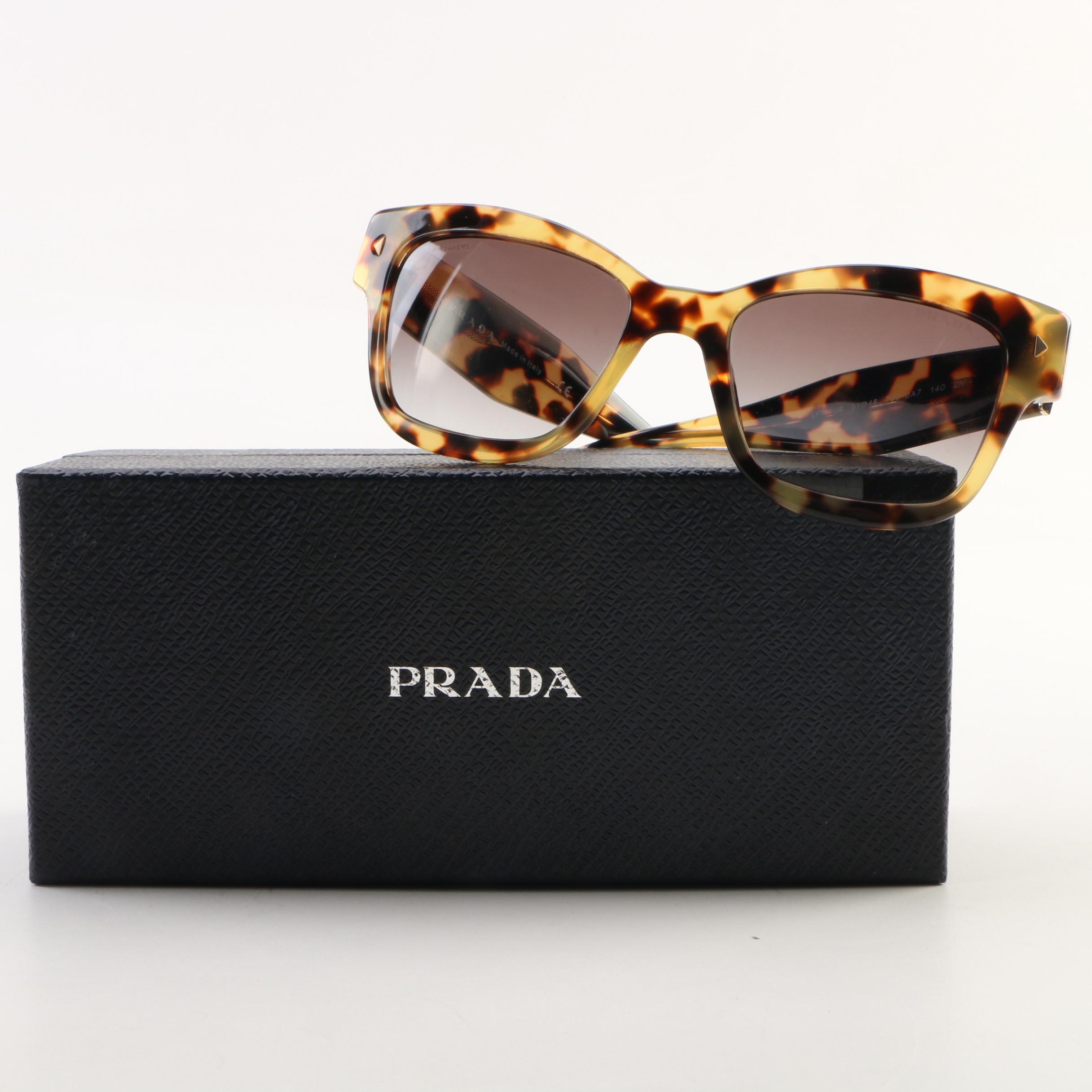 Prada Conceptual Butterfly Havana Sunglasses with Case and Box