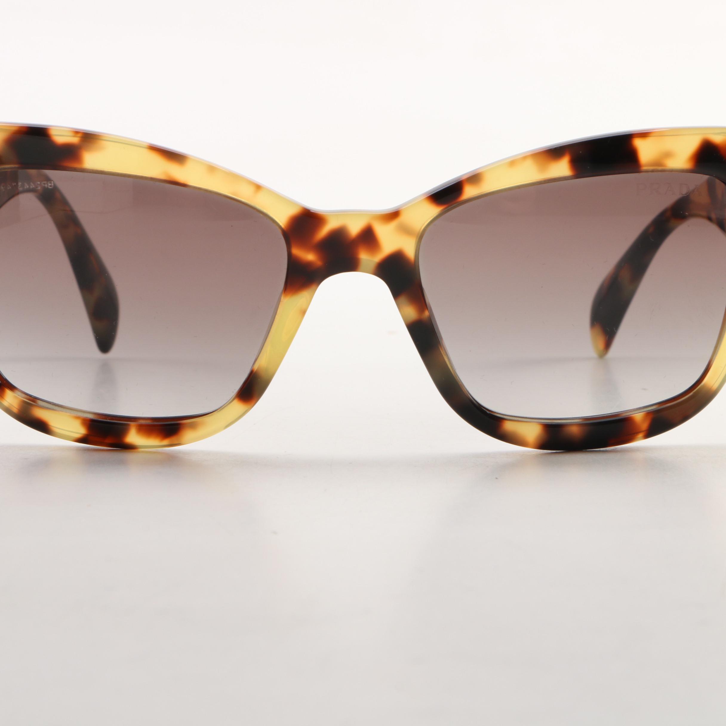 Prada Conceptual Butterfly Havana Sunglasses with Case and Box