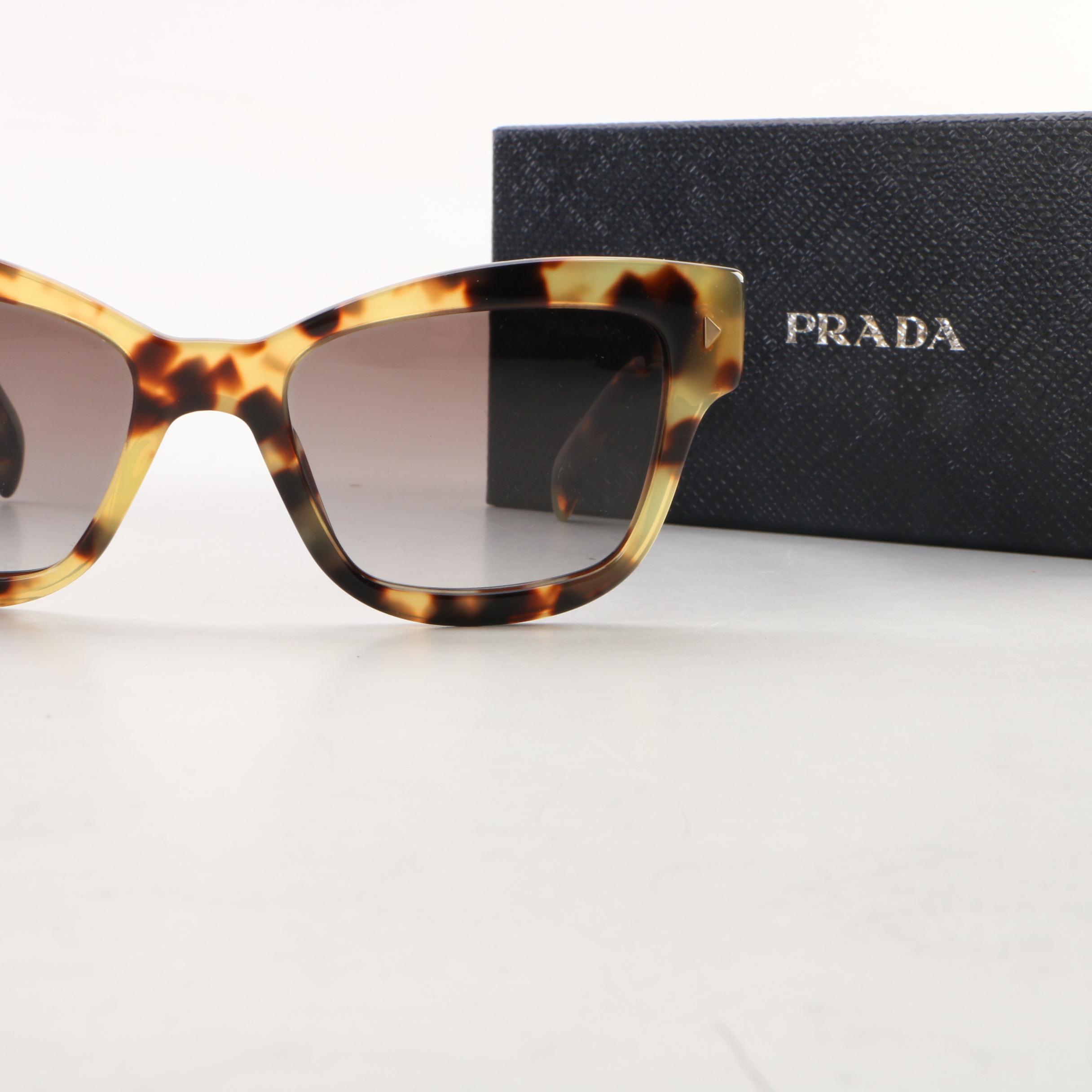 Prada Conceptual Butterfly Havana Sunglasses with Case and Box