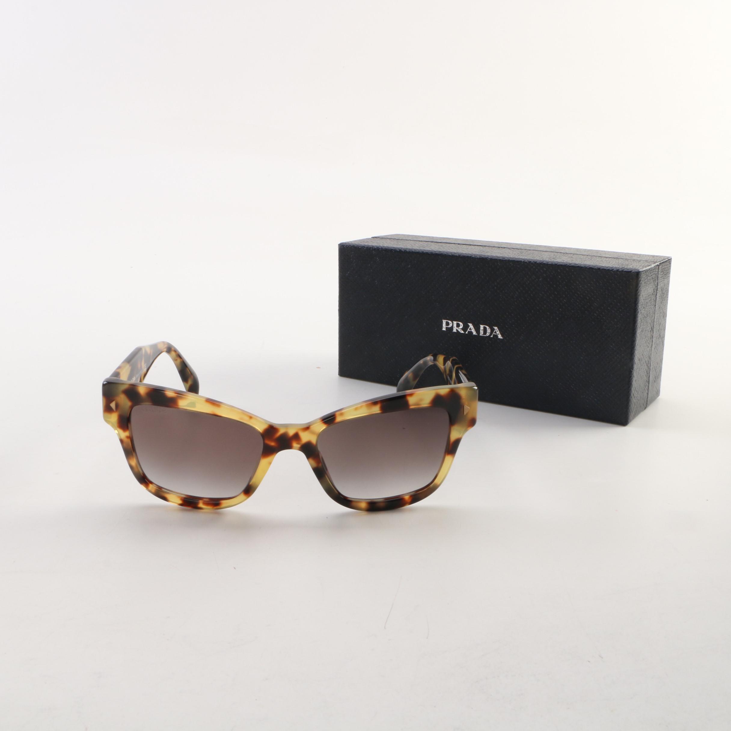 Prada Conceptual Butterfly Havana Sunglasses with Case and Box