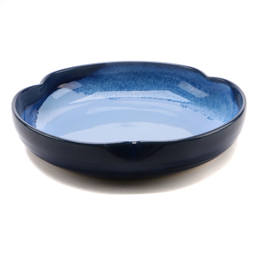 Japanese Blue Glazed Ceramic Bowl