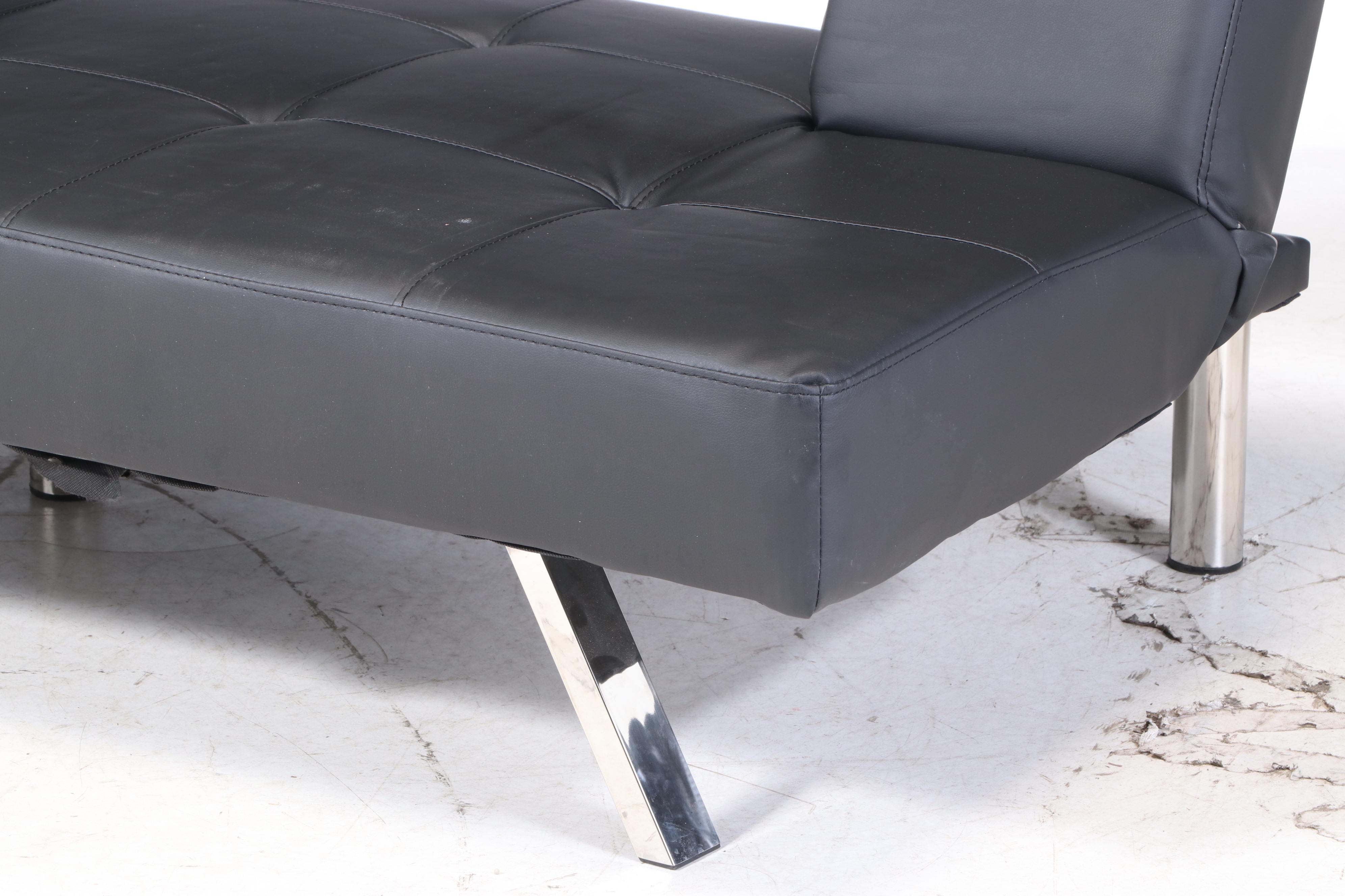 Modernist Style Convertible Steel Base Sofa Bed and Parsons Bench