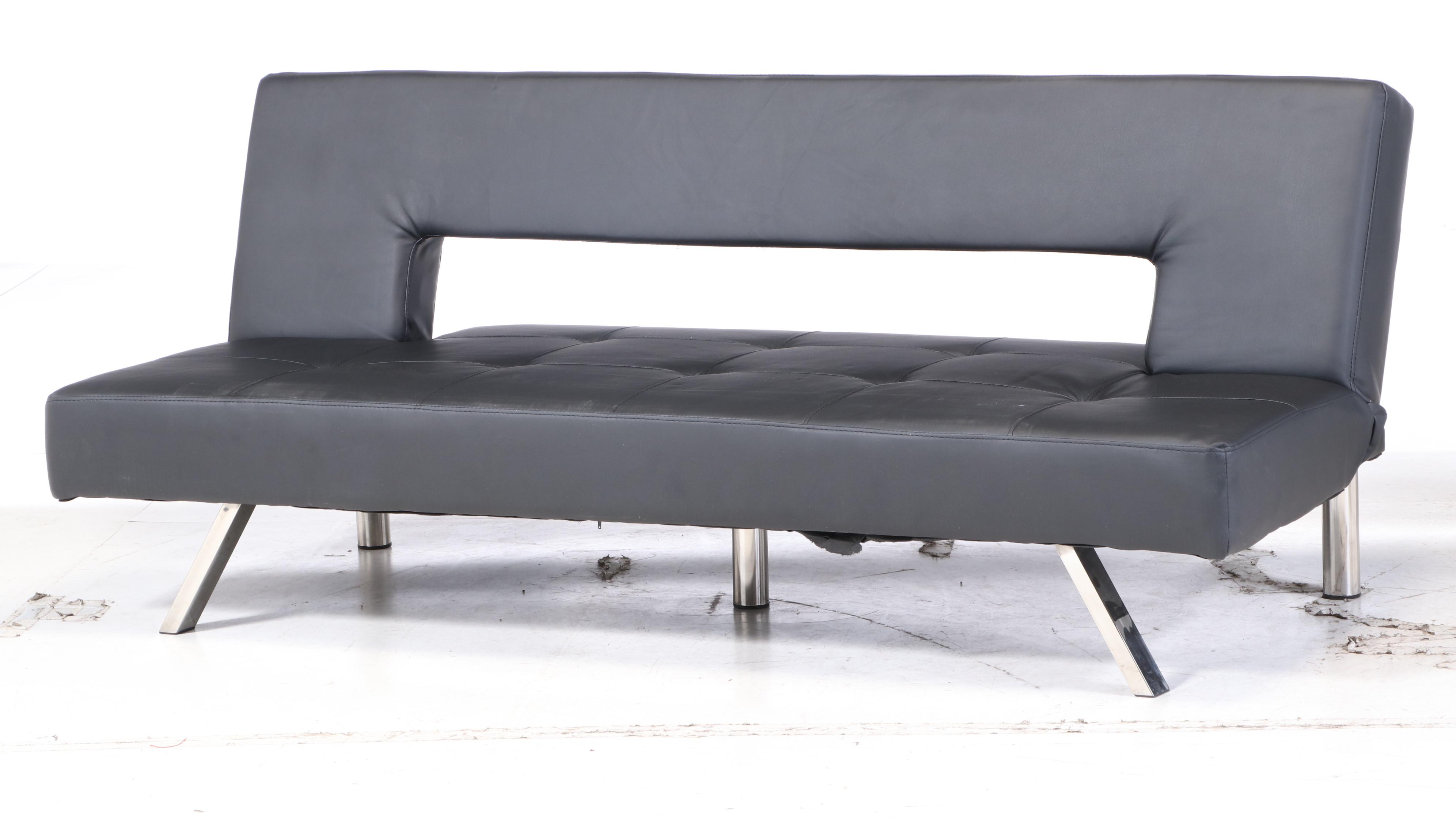 Modernist Style Convertible Steel Base Sofa Bed and Parsons Bench