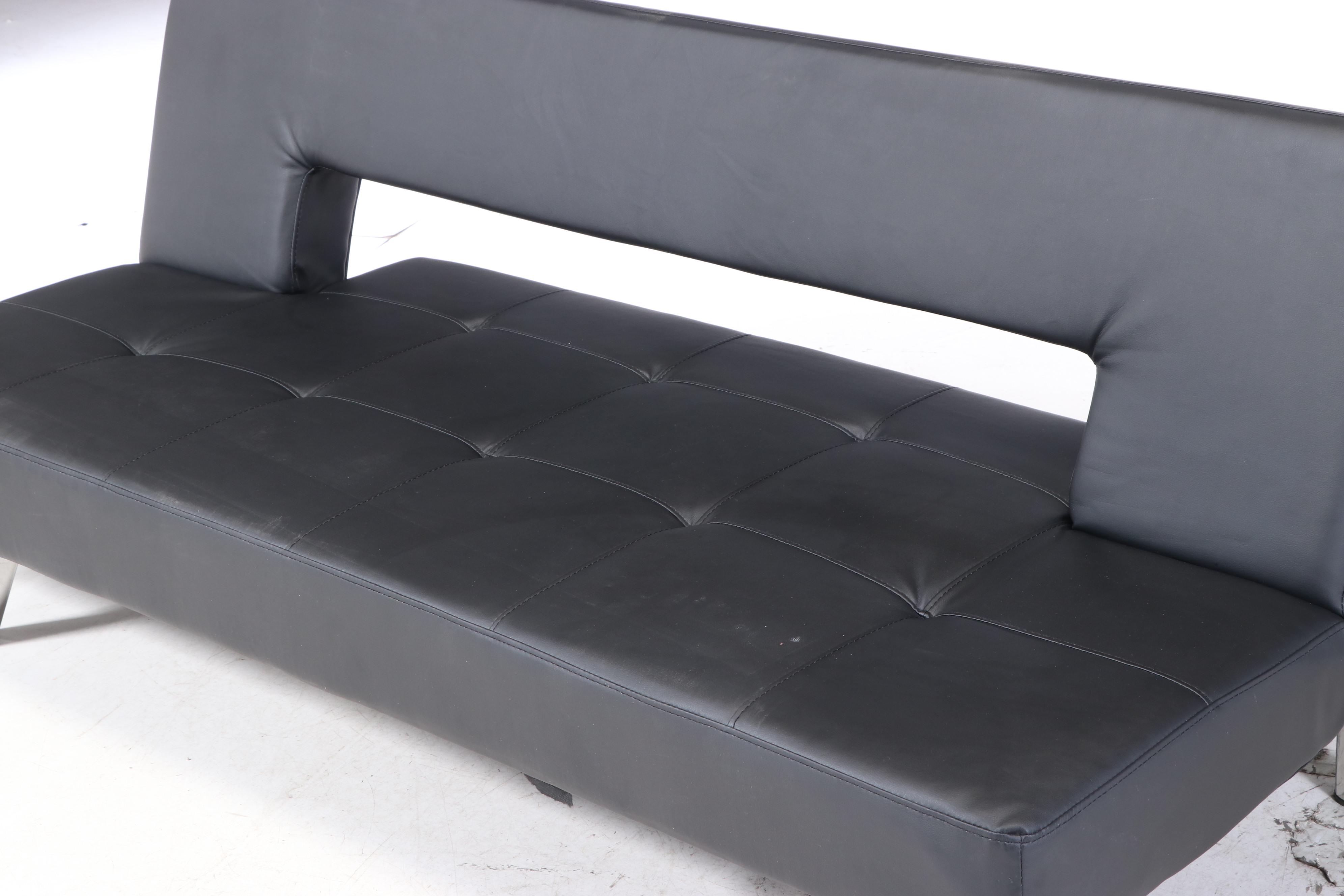 Modernist Style Convertible Steel Base Sofa Bed and Parsons Bench