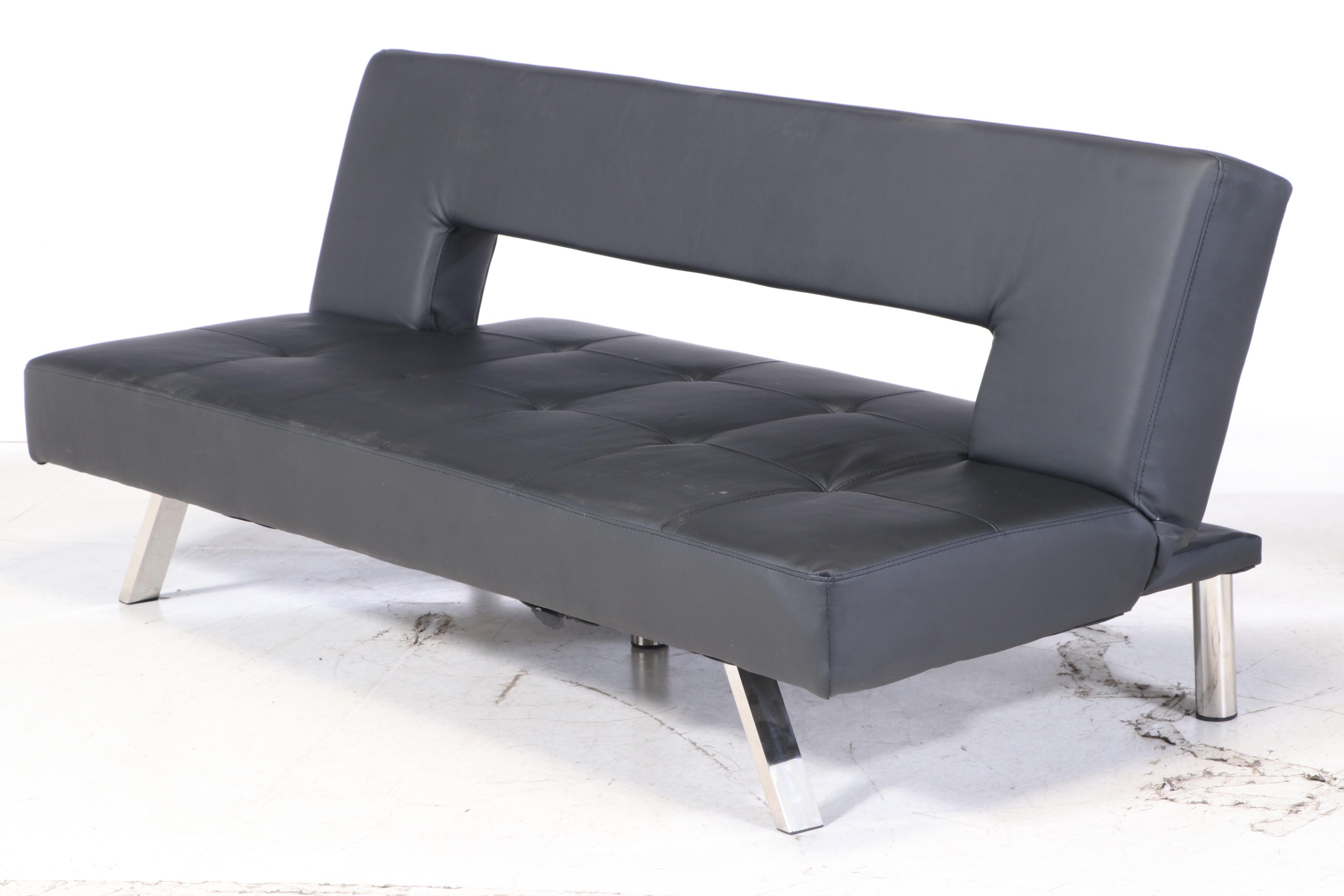 Modernist Style Convertible Steel Base Sofa Bed and Parsons Bench