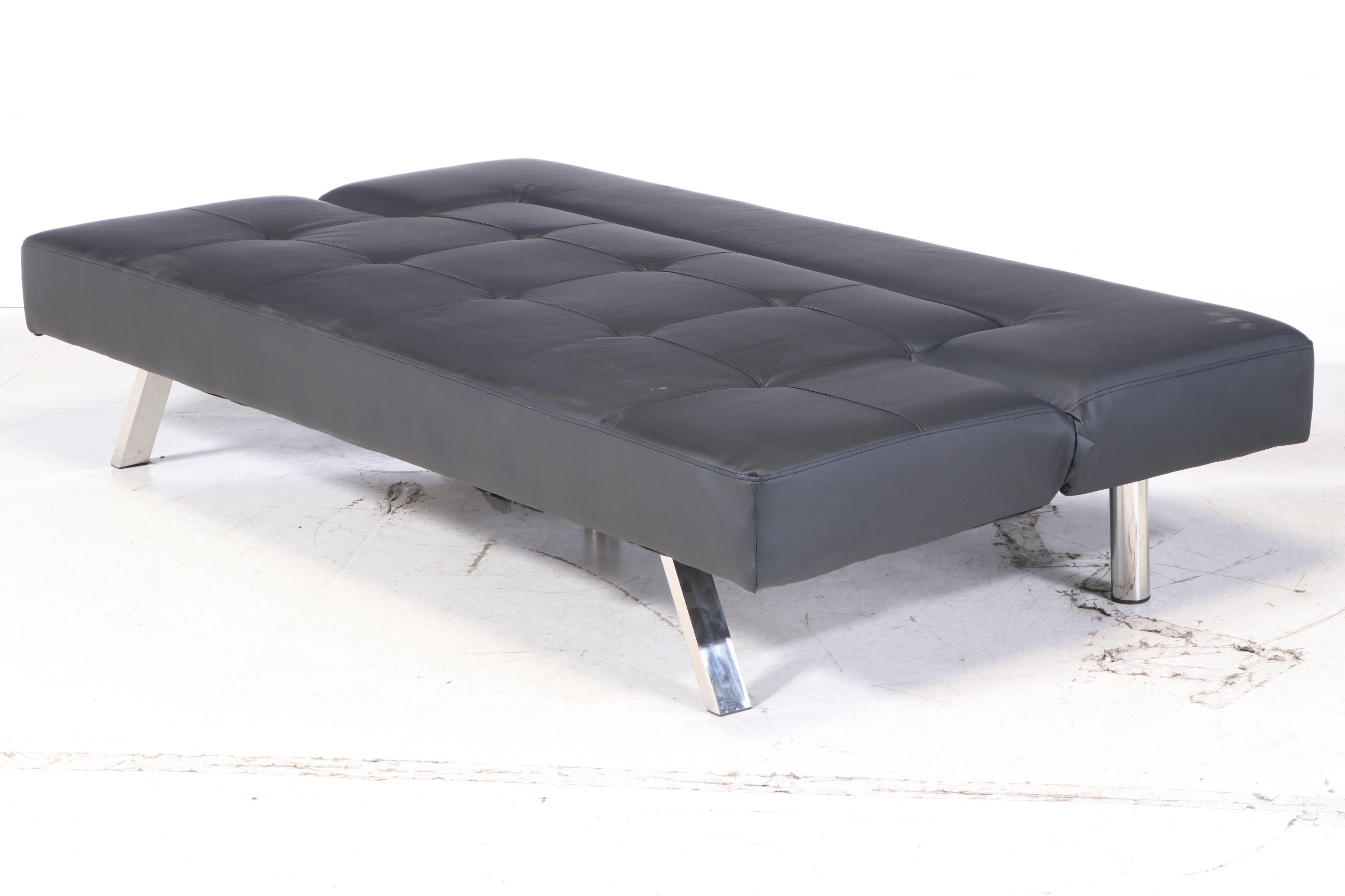 Modernist Style Convertible Steel Base Sofa Bed and Parsons Bench