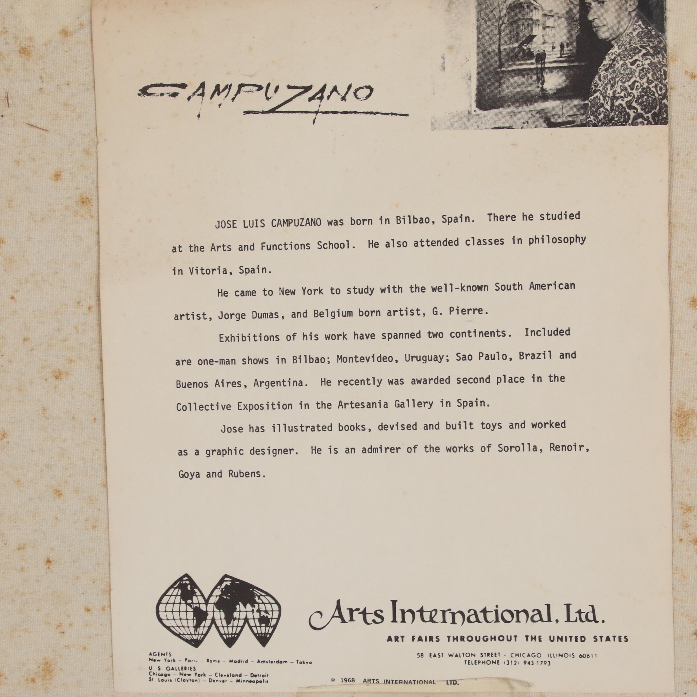 Jose Luis Campuzano Floral Still Life Oil Painting, Mid to Late 20th Century