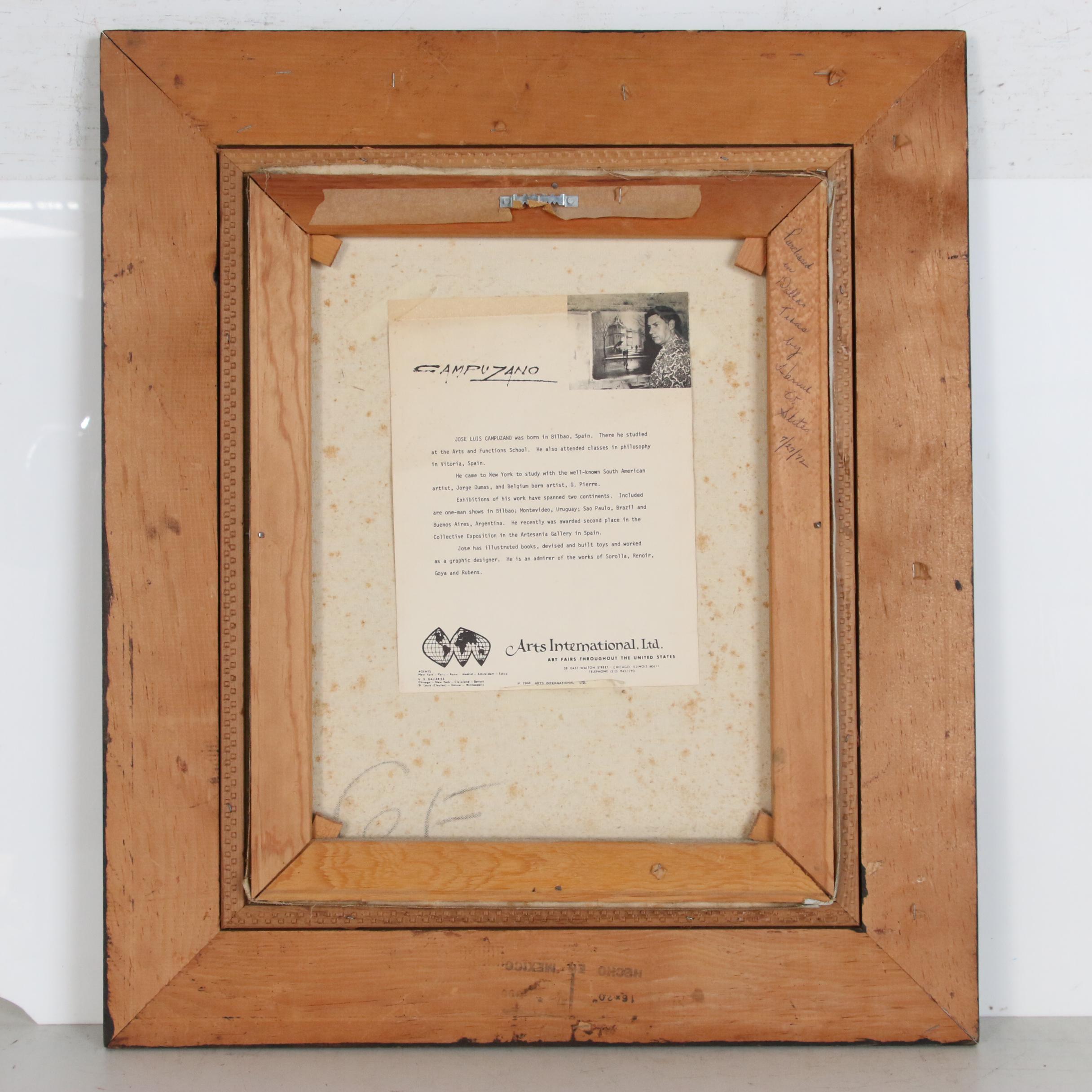 Jose Luis Campuzano Floral Still Life Oil Painting, Mid to Late 20th Century