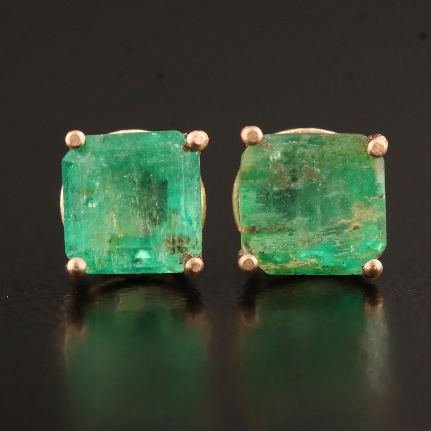 14K Emerald Stud Earrings