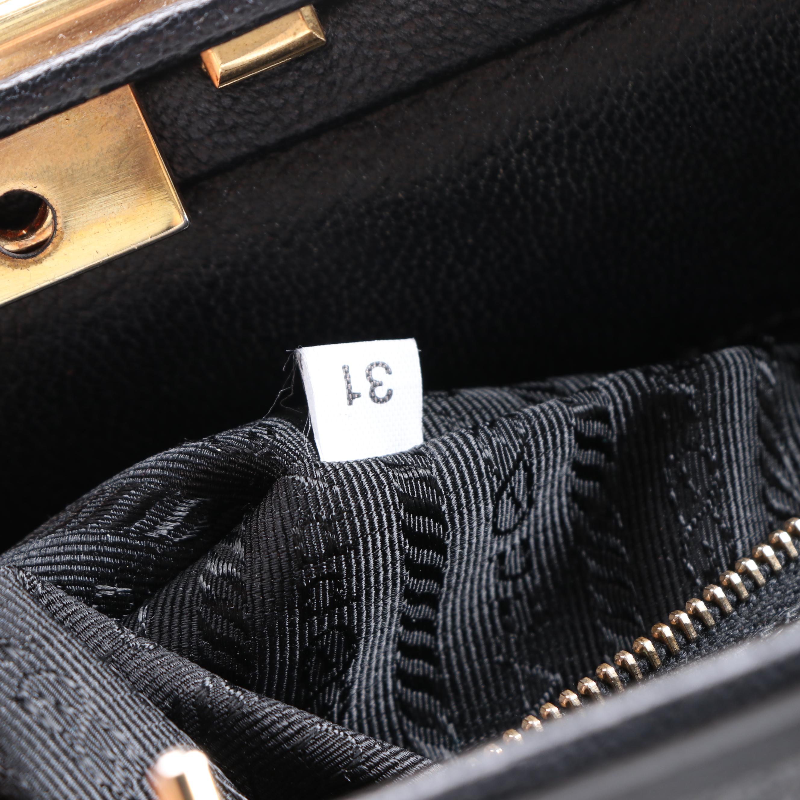 Prada Black Goatskin Leather Frame Doctor's Bag Satchel