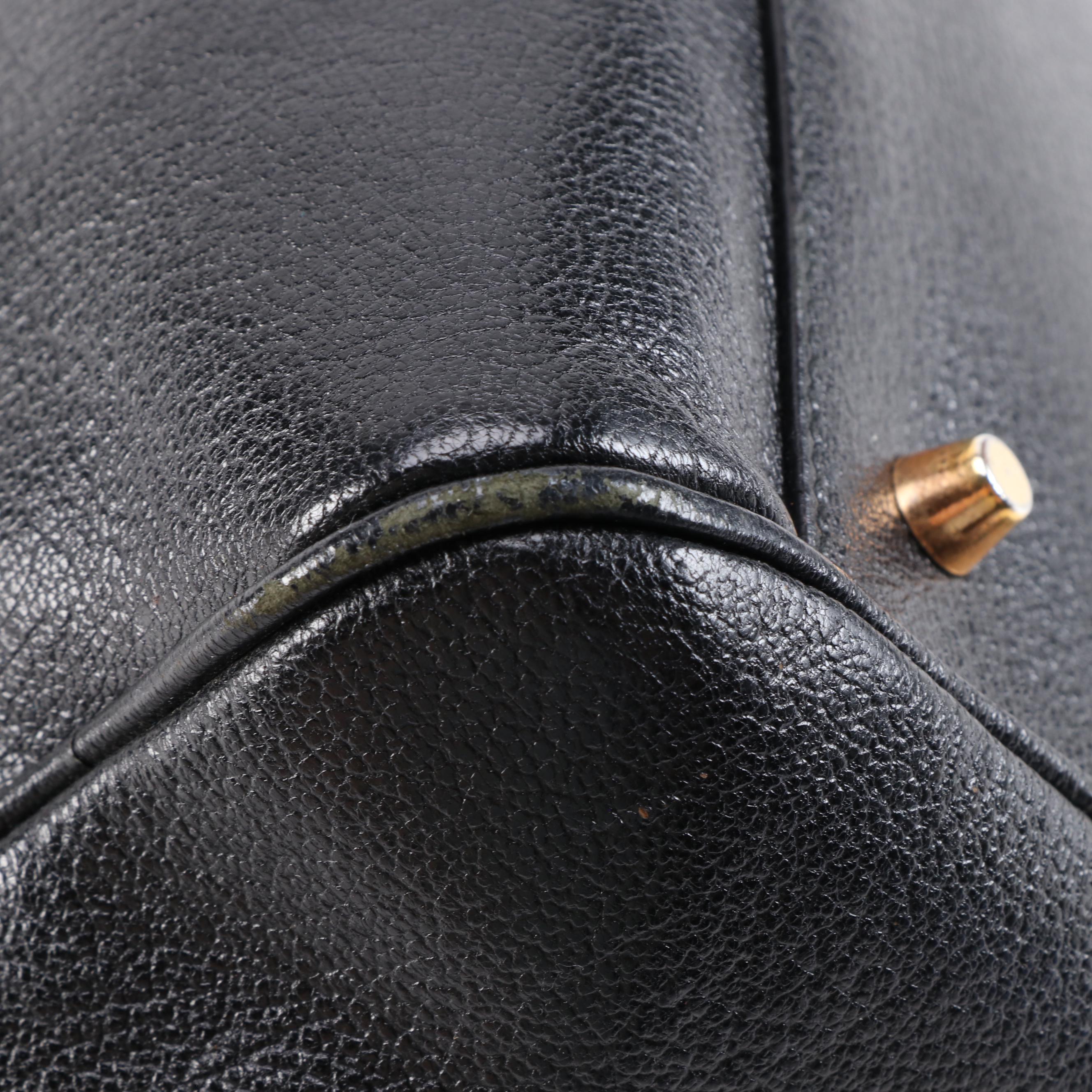 Prada Black Goatskin Leather Frame Doctor's Bag Satchel