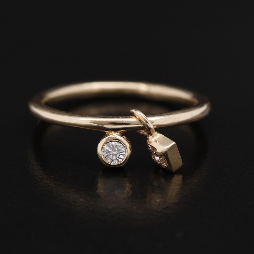 14K Diamond Ring with Charm