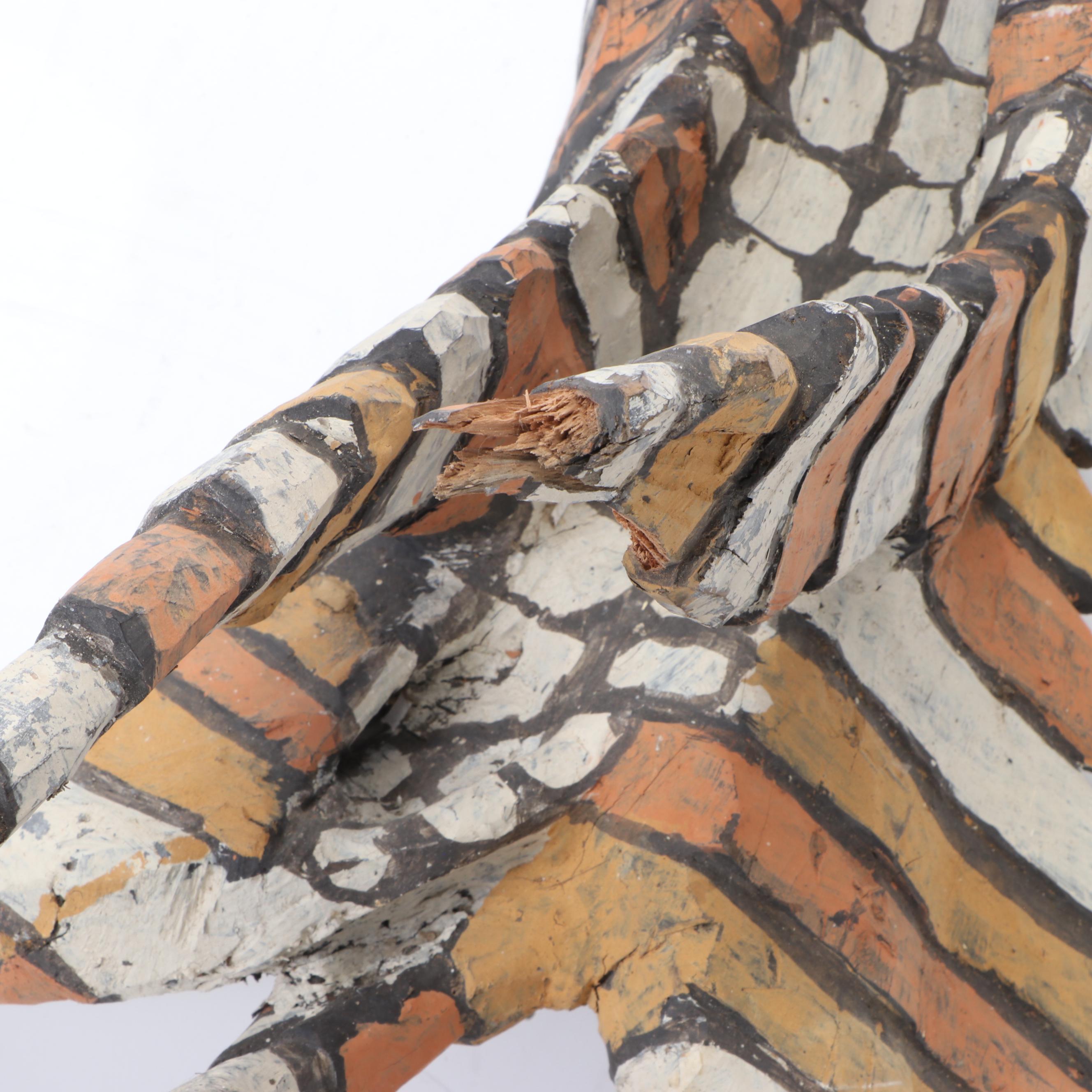 Sepik River Region Carved Wood Polychrome Animal Motif Sculpture