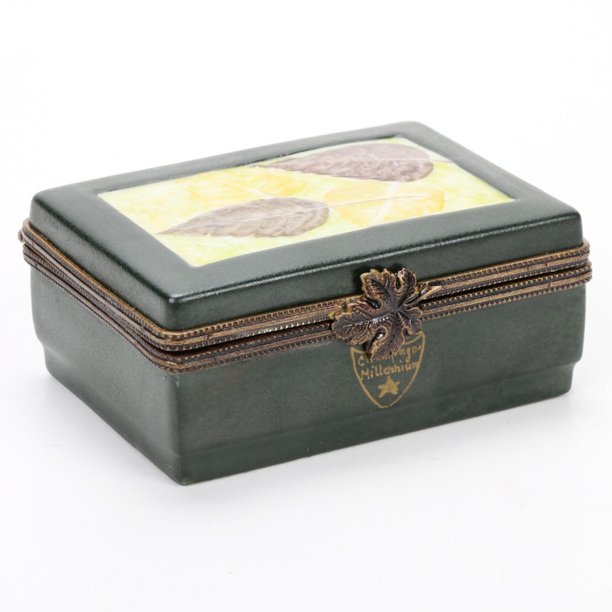 Hand-Painted Champagne Case and Bottle Double Limoges Box