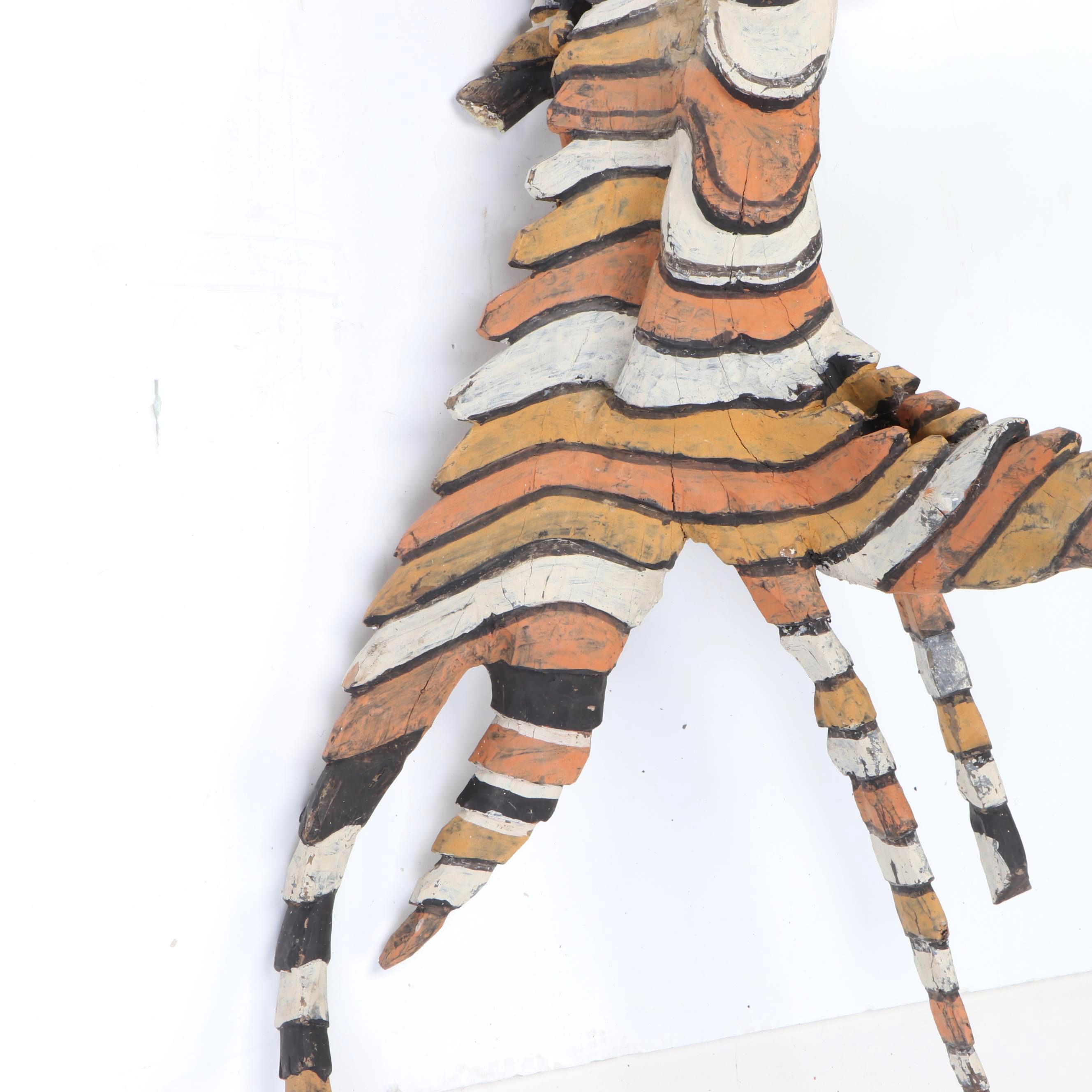 Sepik River Region Carved Wood Polychrome Animal Motif Sculpture