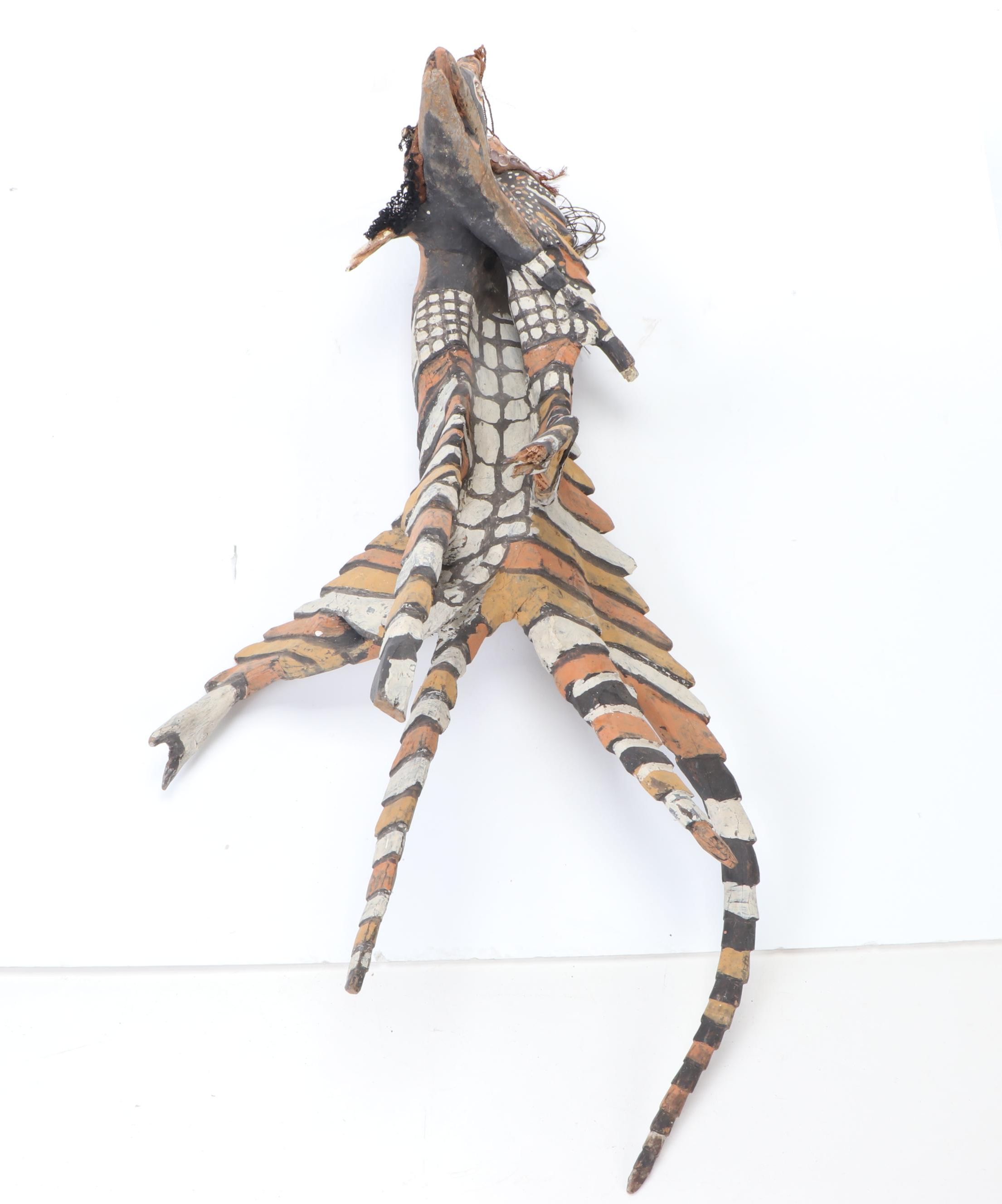 Sepik River Region Carved Wood Polychrome Animal Motif Sculpture