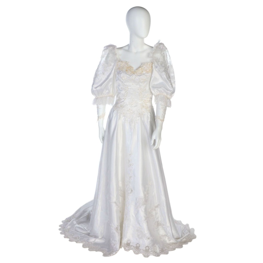 San-Martin Wedding Dress with Embellished Lace in White, Vintage