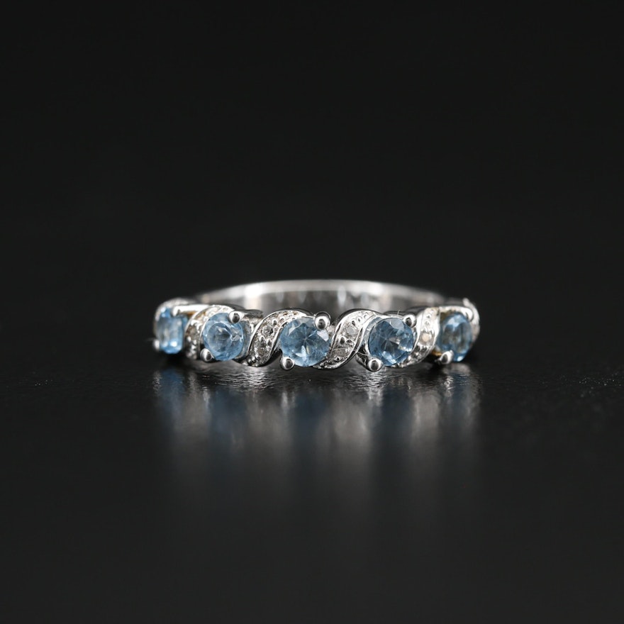 Sterling Topaz and Sapphire Band