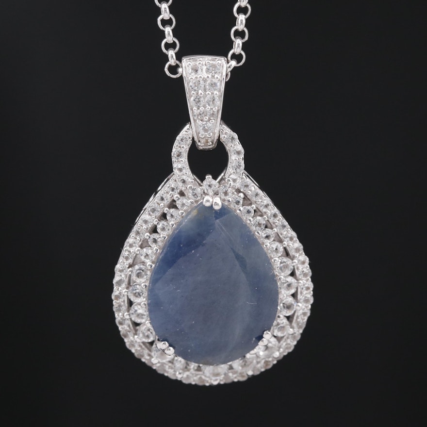 Sterling Corundum and Sapphire Necklace