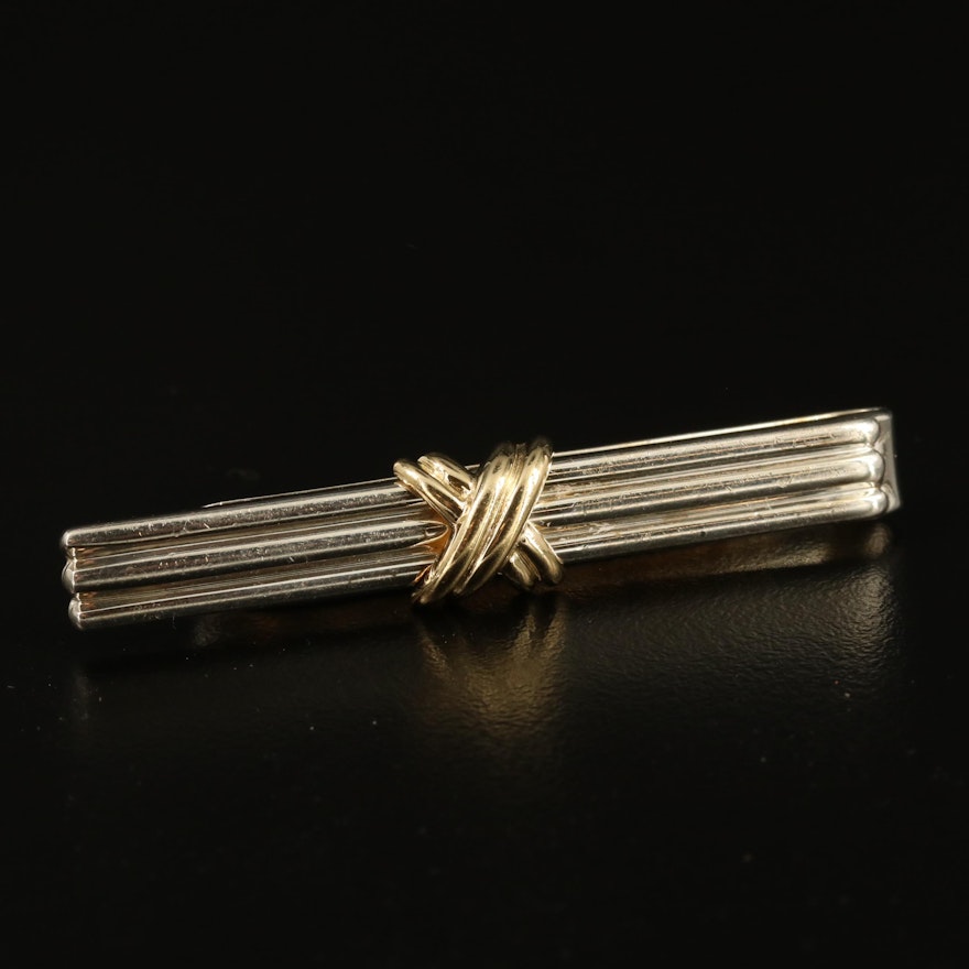 Tiffany & Co. 18K and Sterling Silver "Signature X" Tie Bar