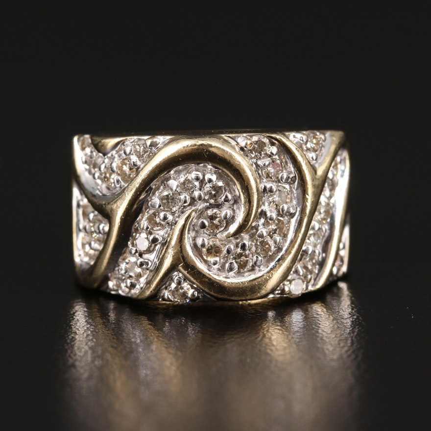 10K Diamond Swirl Ring