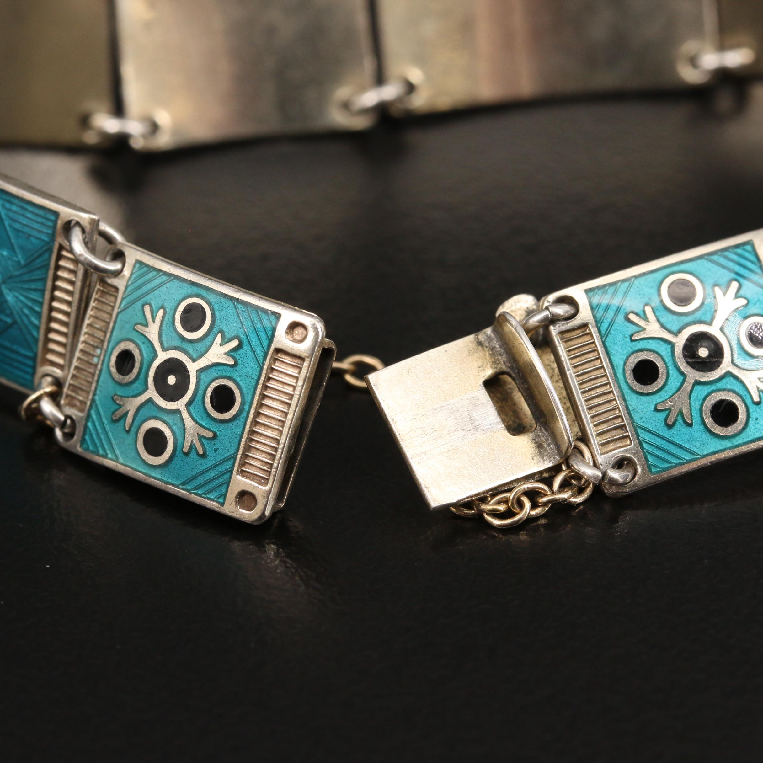 Vintage Bernard Meldahl Norwegian Sterling Silver Enamel Bracelet