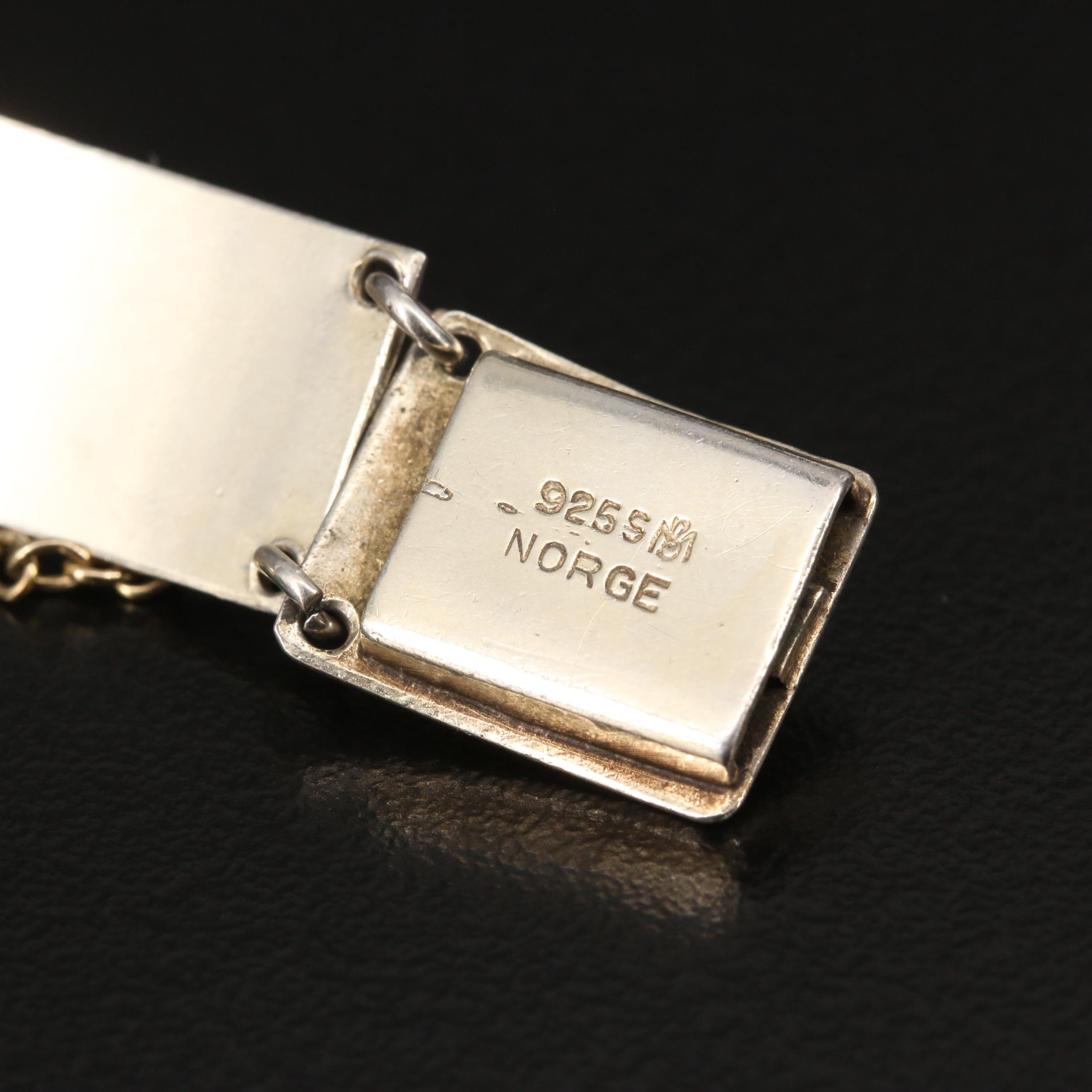 Vintage Bernard Meldahl Norwegian Sterling Silver Enamel Bracelet