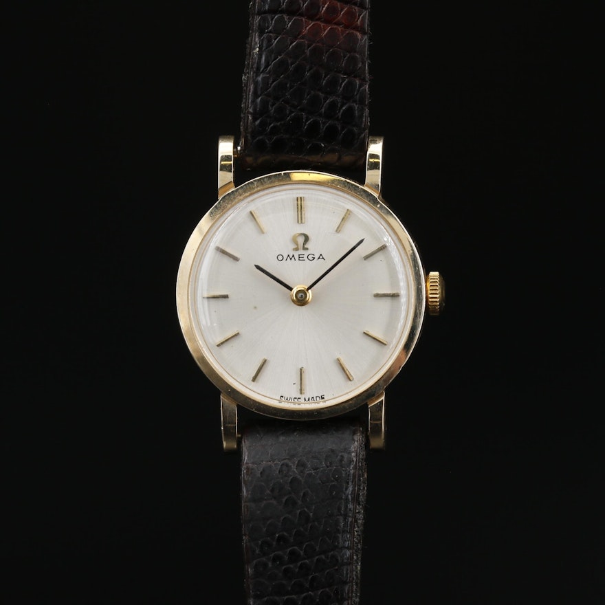 Circa 1969 Omega 14K Gold Stem Wind Wristwatch