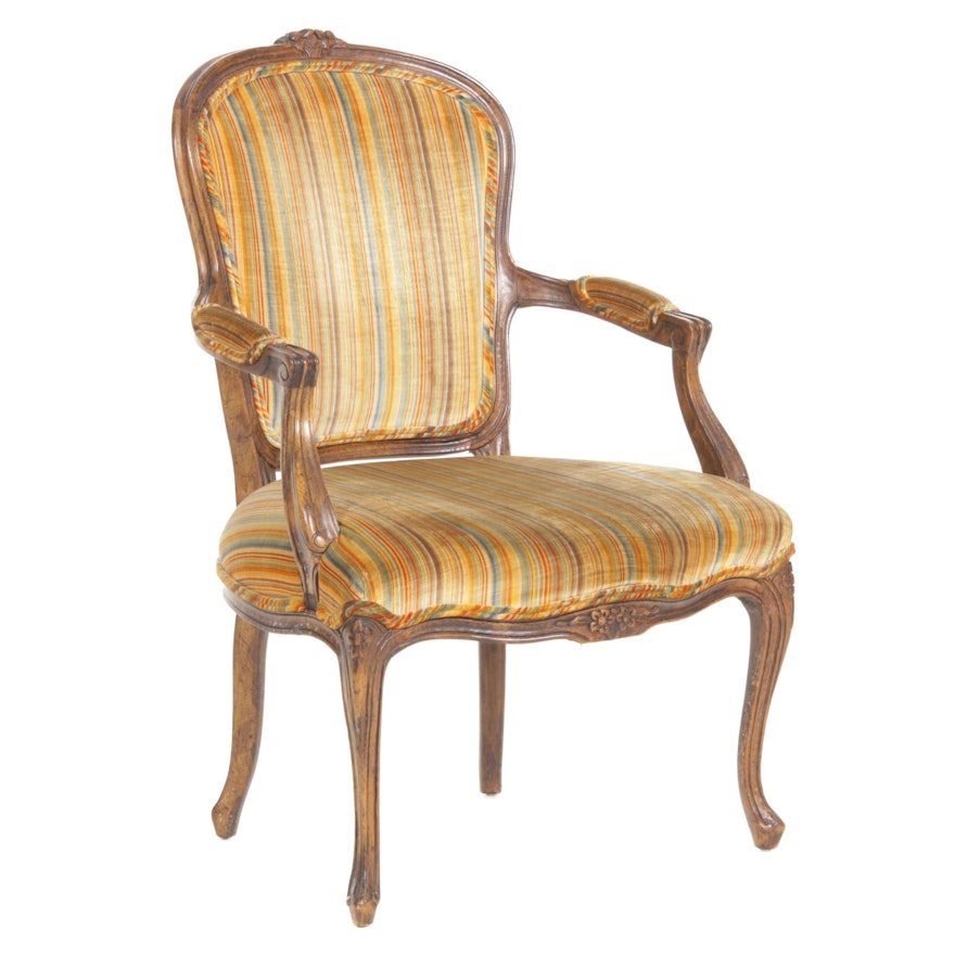 French Provincial Style Open Armchair, Mid to Late 20th Century