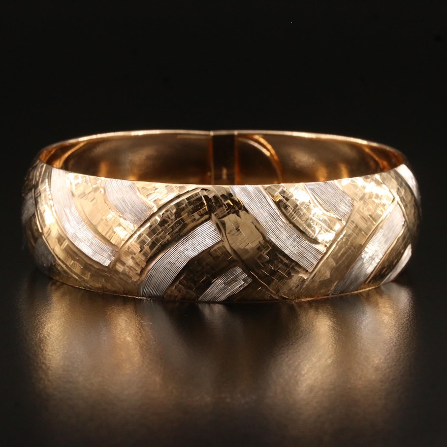 Michael Anthony 10K Two Tone Etched Bangle