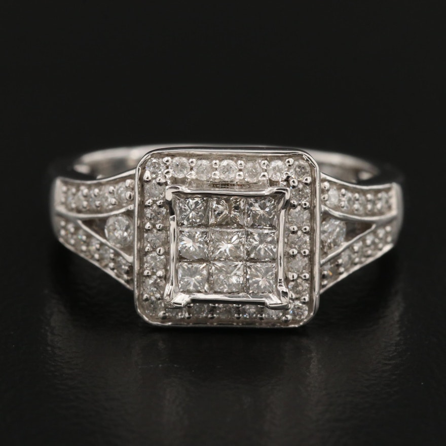 10K Diamond Halo Ring