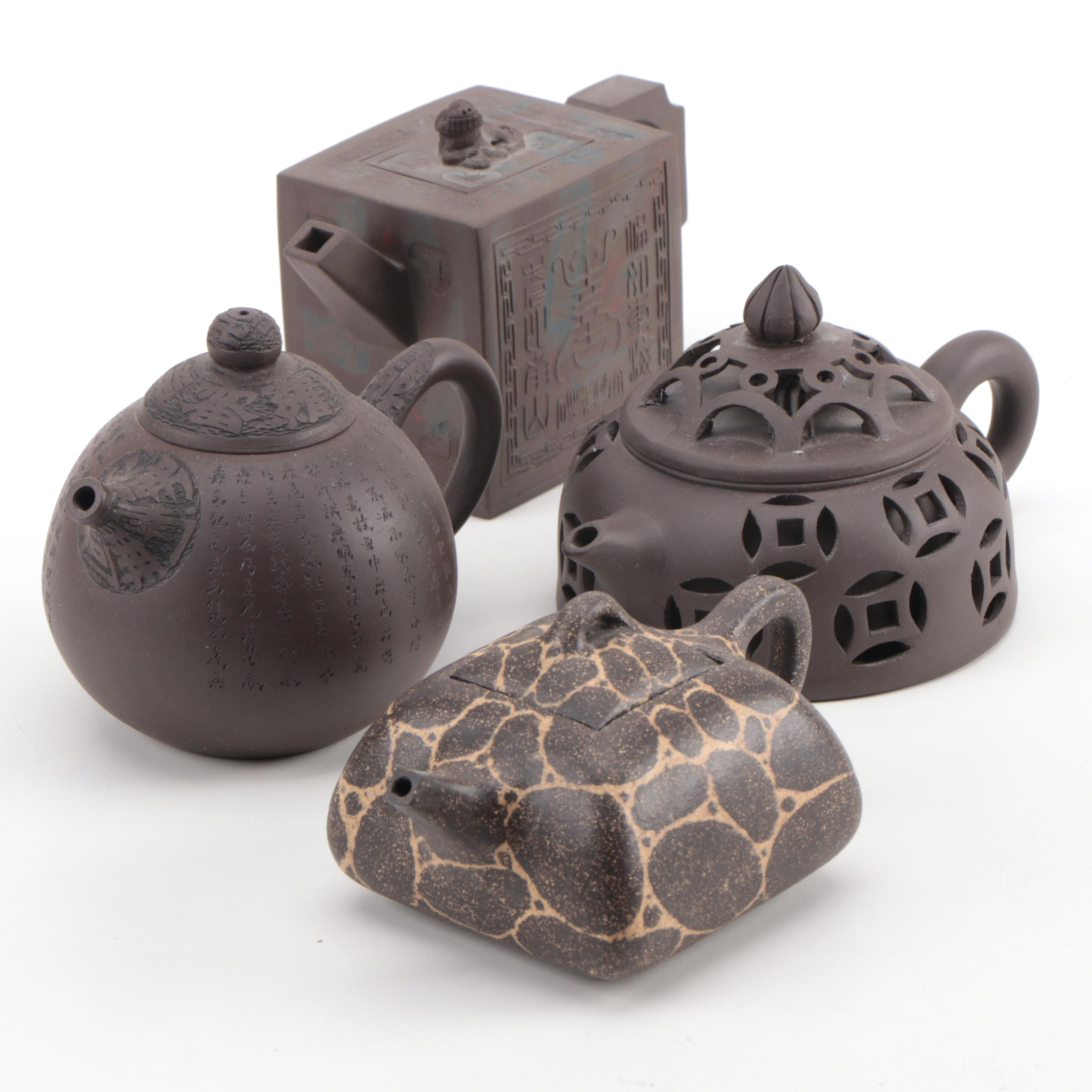 Chinese Yixing Ware Clay Teapots, Mid to Late 20th Century