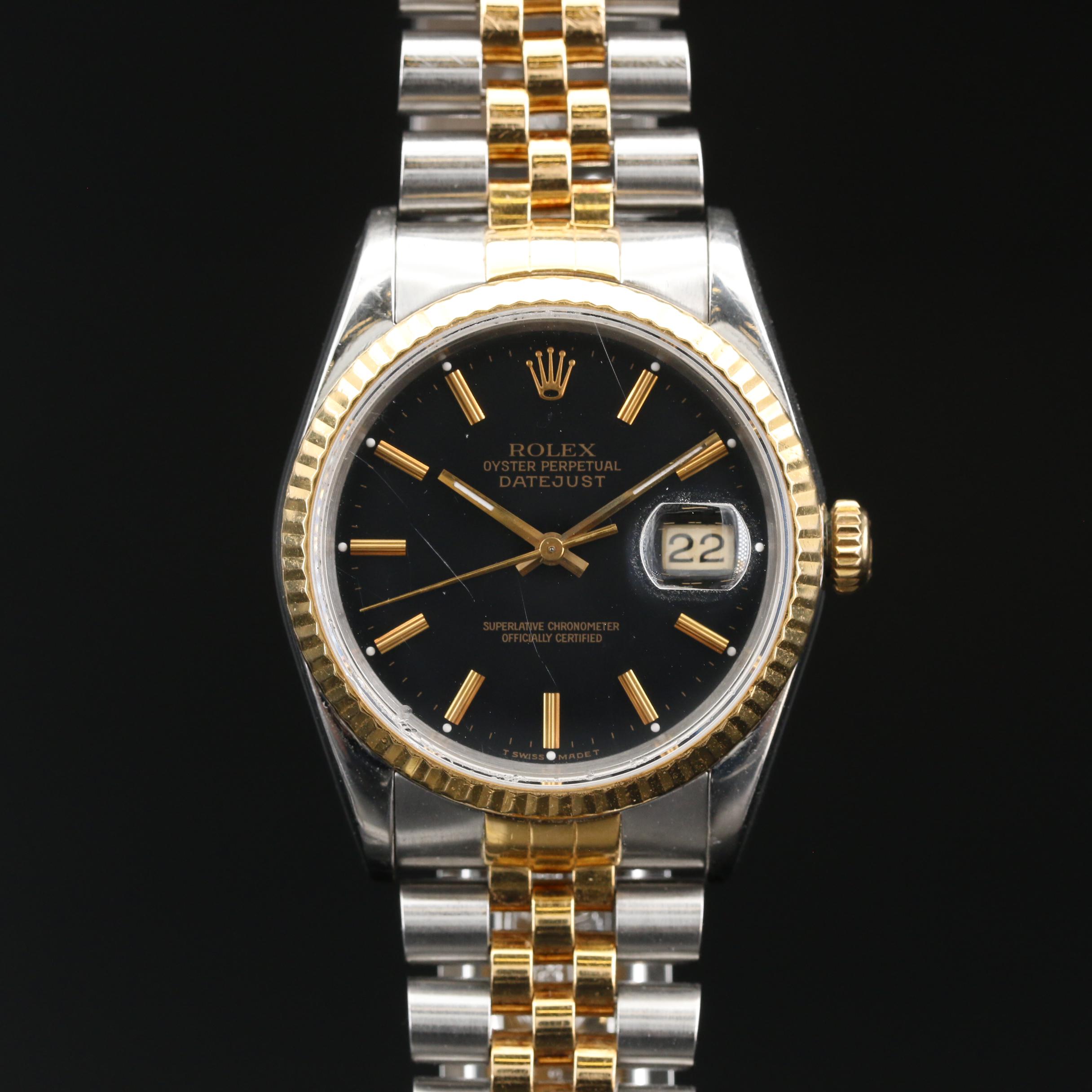 1991 Rolex Datejust Two Tone 18K Gold and Stainless Steel Automatic Watch