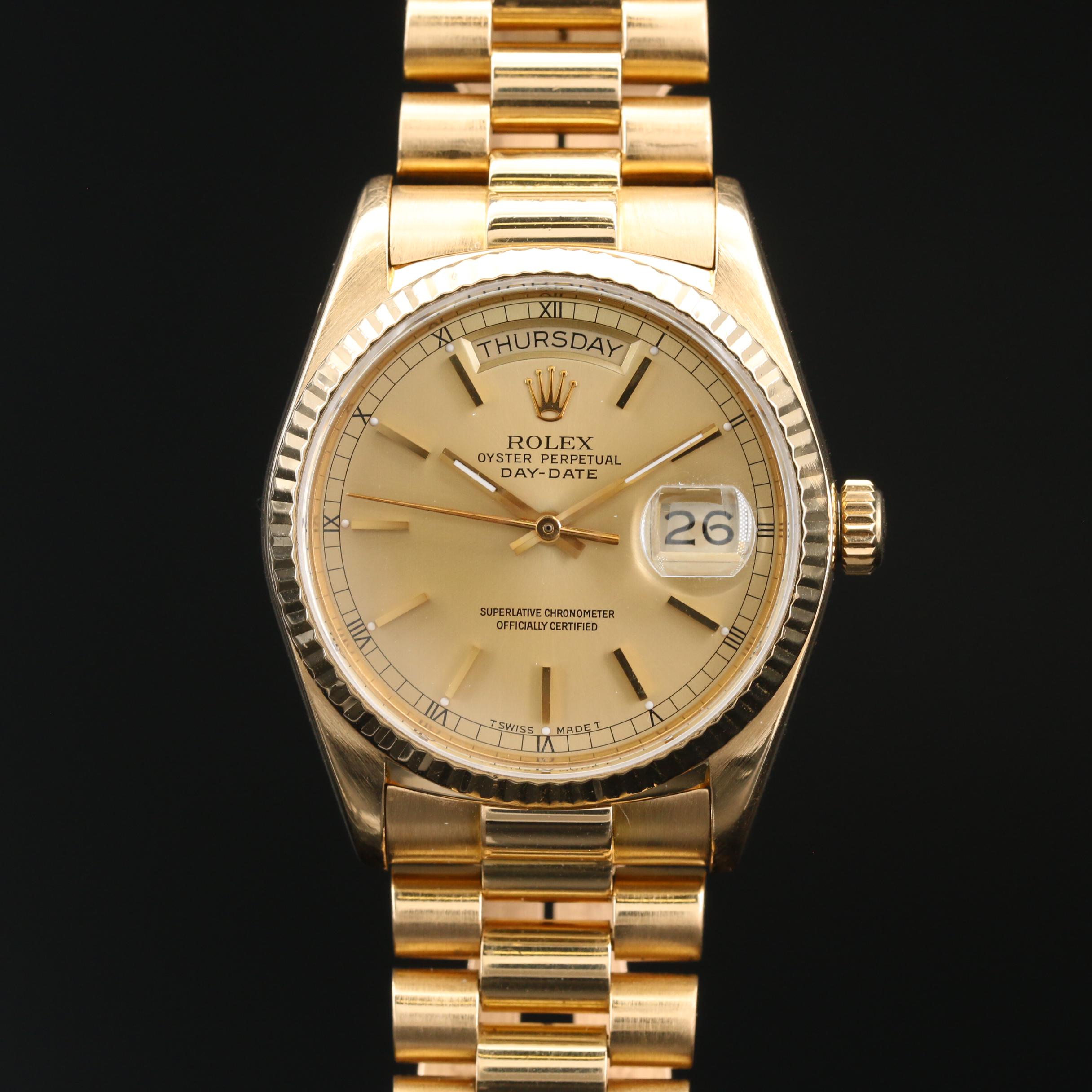 1988 Rolex Day-Date President 18K Gold Automatic Watch