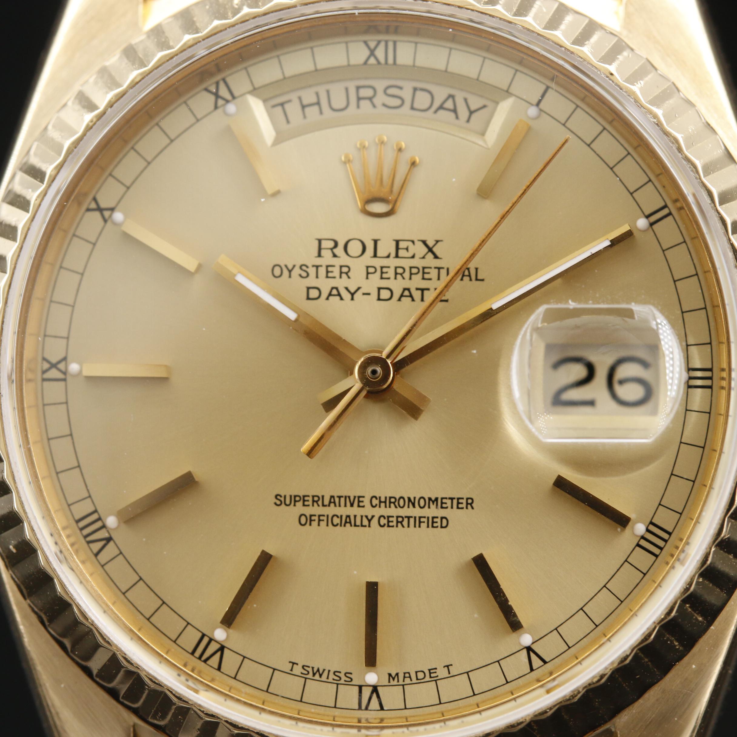 1988 Rolex Day-Date President 18K Gold Automatic Watch