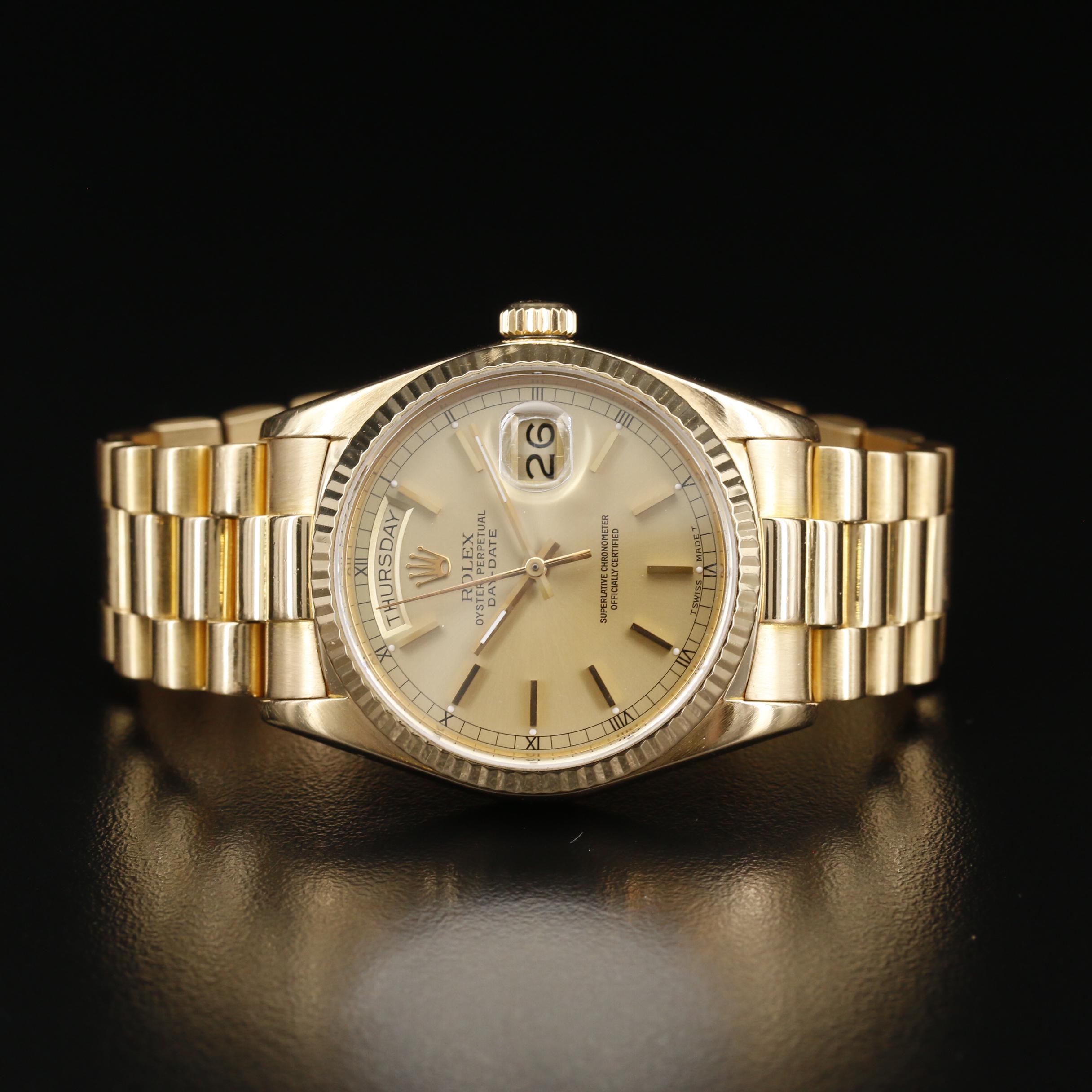 1988 Rolex Day-Date President 18K Gold Automatic Watch