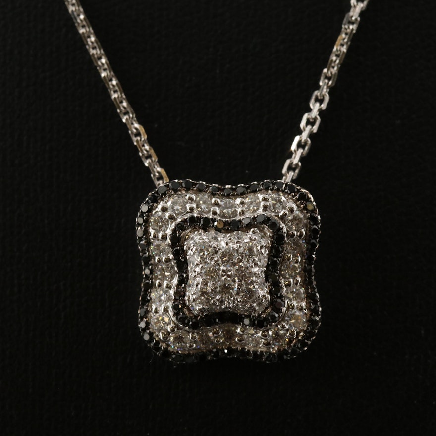 14K 1.26 CTW Diamond Pendant Necklace with Black Diamonds