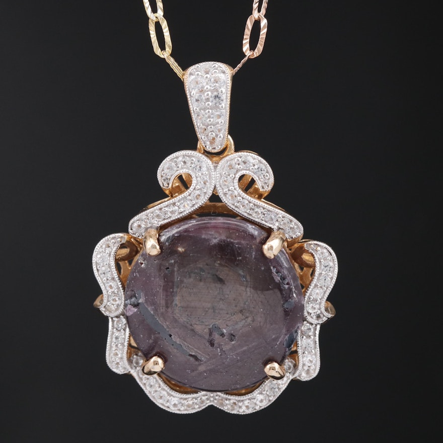 Sterling Corundum and Sapphire Pendant Necklace