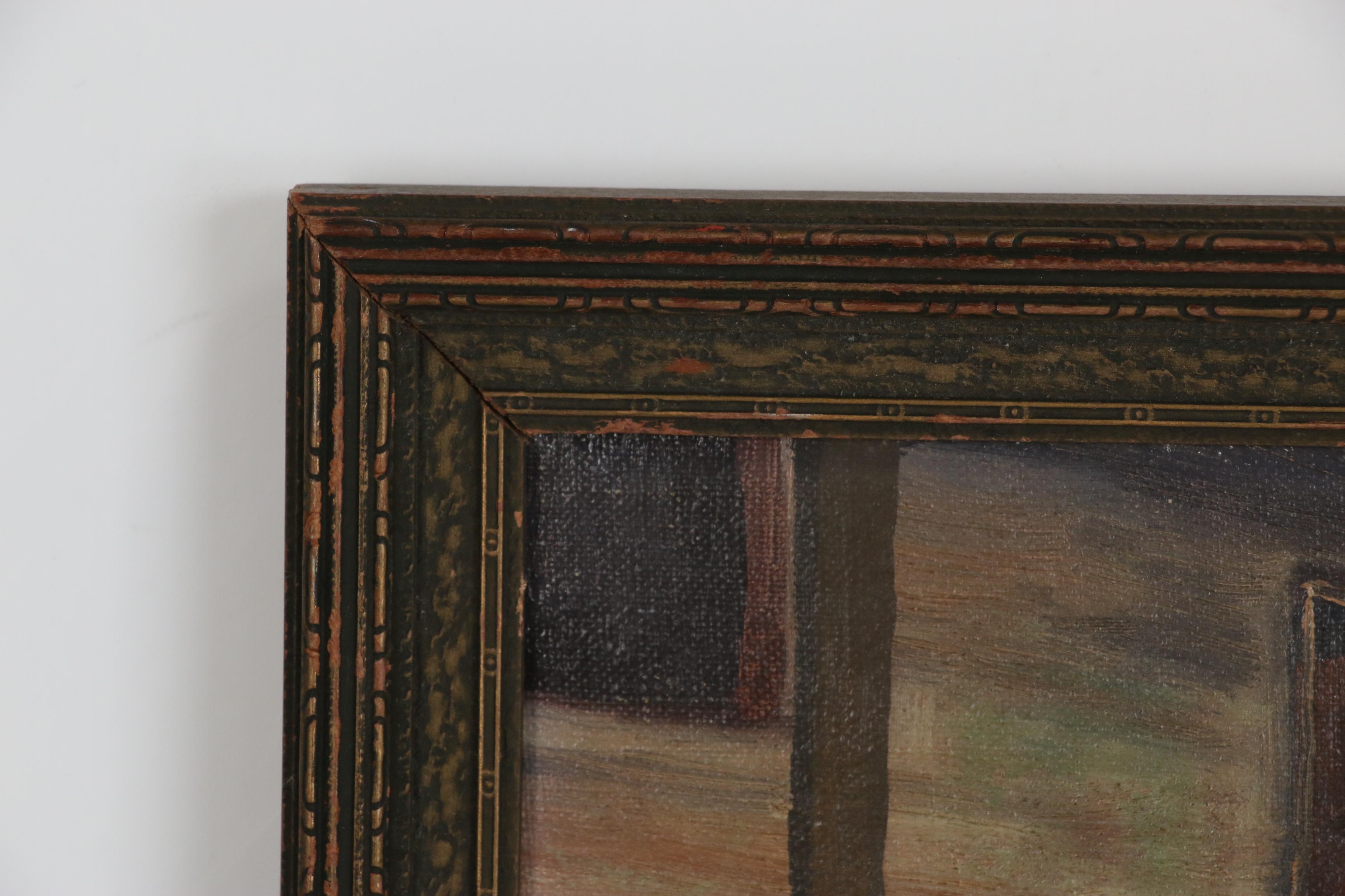 Ted Brawley Oil Painting of a Courtyard, Late 20th Century