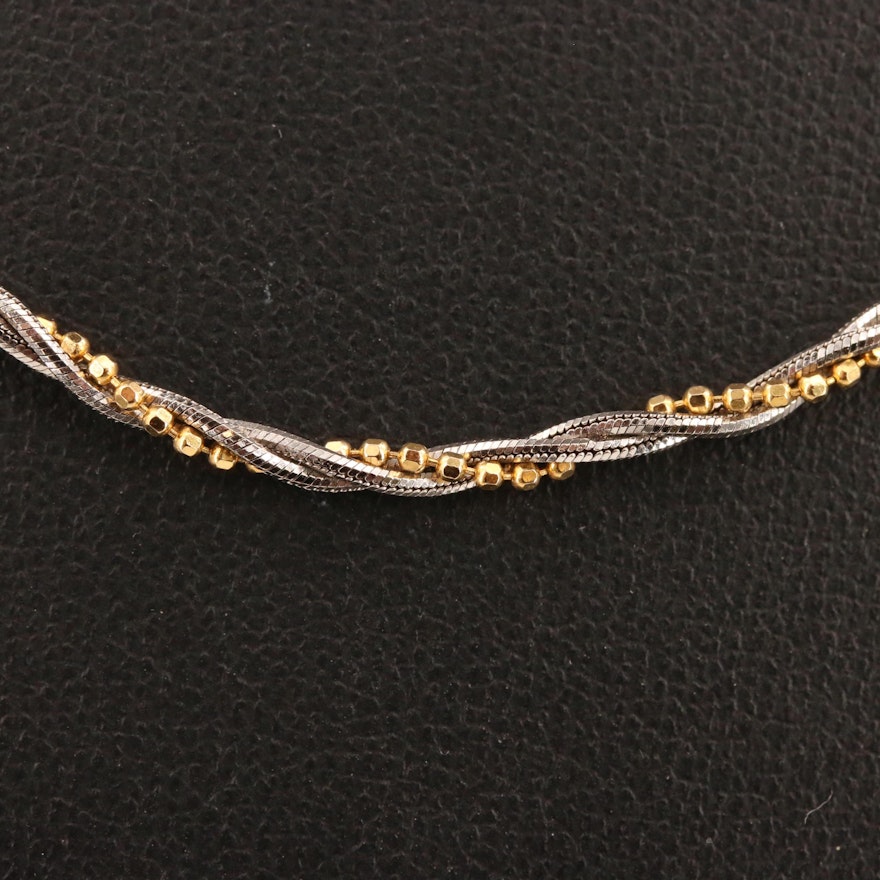 14K Bead and Snake Chain Bayadére Necklace