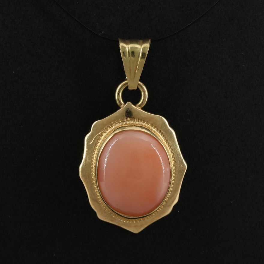 18K Bezel Set Coral Pendant